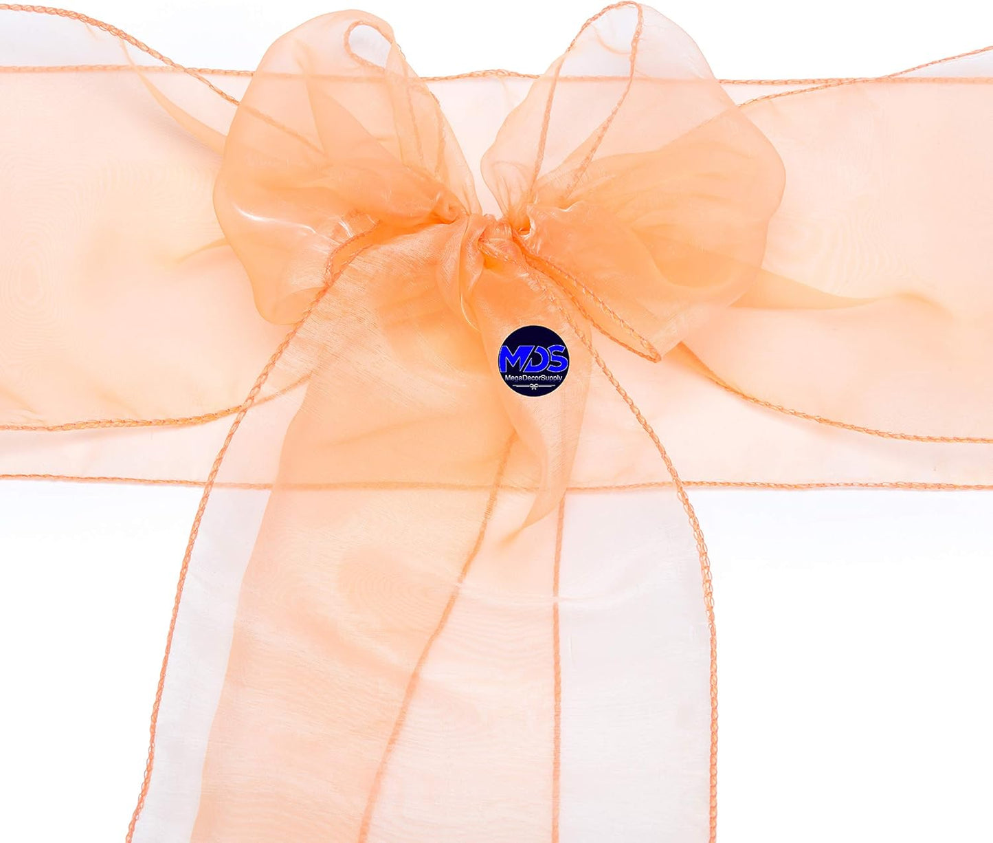 MDS Pack of 300 PCS Organza Chair Sashes Wider Dining Chair Bows Ribbon Tie Back for Wedding Party Birthday Bridal Shower Reception Event Banquet Home Chair Cover Decoration - Peach