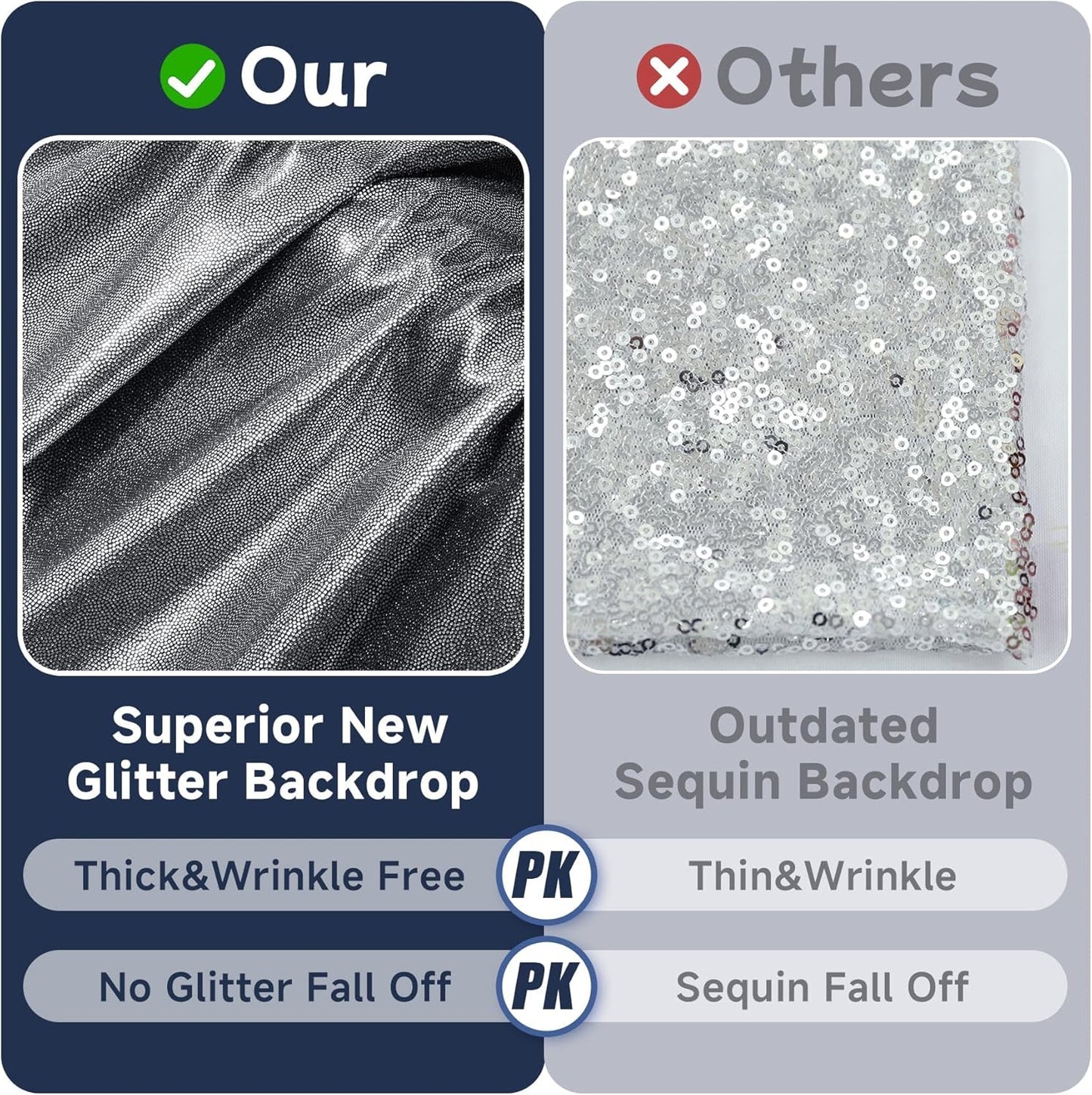 20ftx10ft Black Silver Glitter Sequin Backdrop Curtain for Parties, Wrinkle Free Sparking Backdrop Drapes, 4 Panels 5x10ft Shimmer Photo Back Drop Cloth for Wedding Birthday Photography