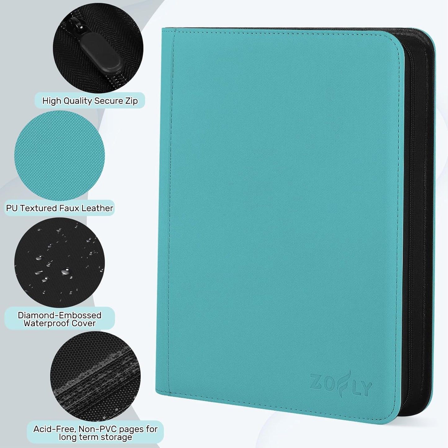 9 Pocket Card Binder, 540 Pockets Trading Card Binder, Double-sided Side Loading Collection Binder, Ringless Card Protector, Card Folder for MTG, TCG, Game Cards, Sport Cards, Teal