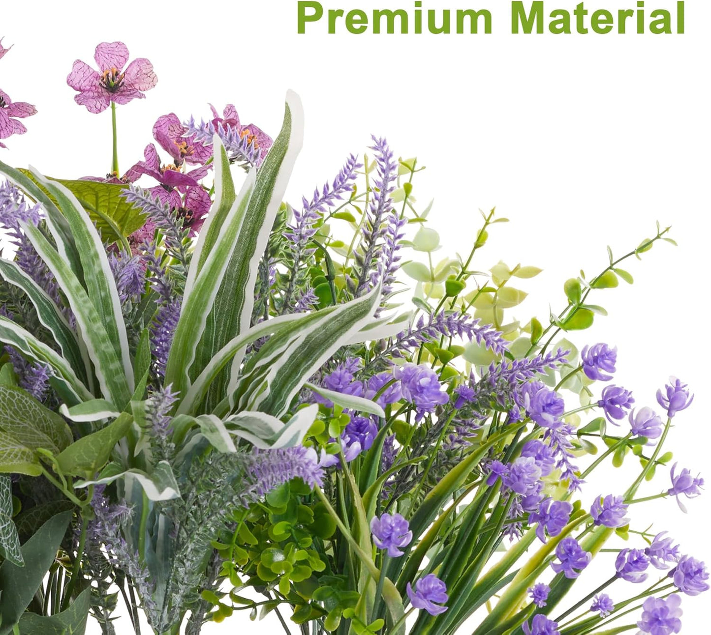 PARTY JOY 19 Bunches Fake Plants Outdoor, Fake Bushes UV Resistant Artificial Lavender Flowers Greenery Shrubs Faux Greenery for Outdoor Garden Patio Front Porch Yard Decor