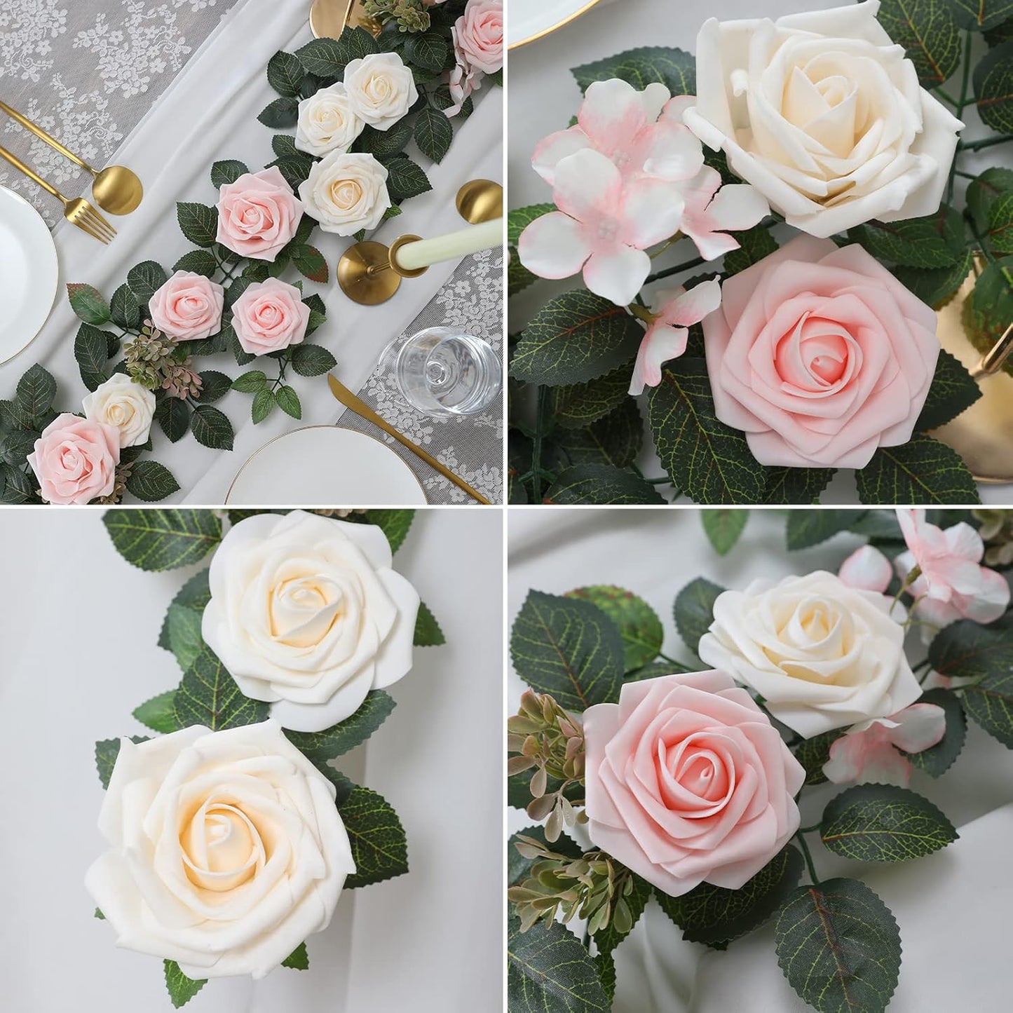 5FT Artificial Rose Flower Burgundy Fake Floral Garland for Wedding Ceremony Backdrop Arch Flowers Table Centerpieces Decorations