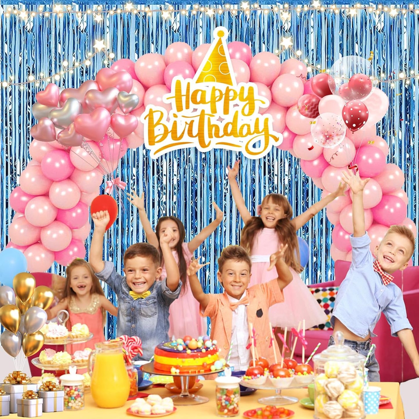 2 Pack 3.28 ft x 6.56 ft Light Blue Tinsel Curtain Party Backdrop - Metallic Foil Fringe Backdrop Door for Halloween, Christmas, Birthday Graduation Wedding Party Streamers Photo Backdrop.