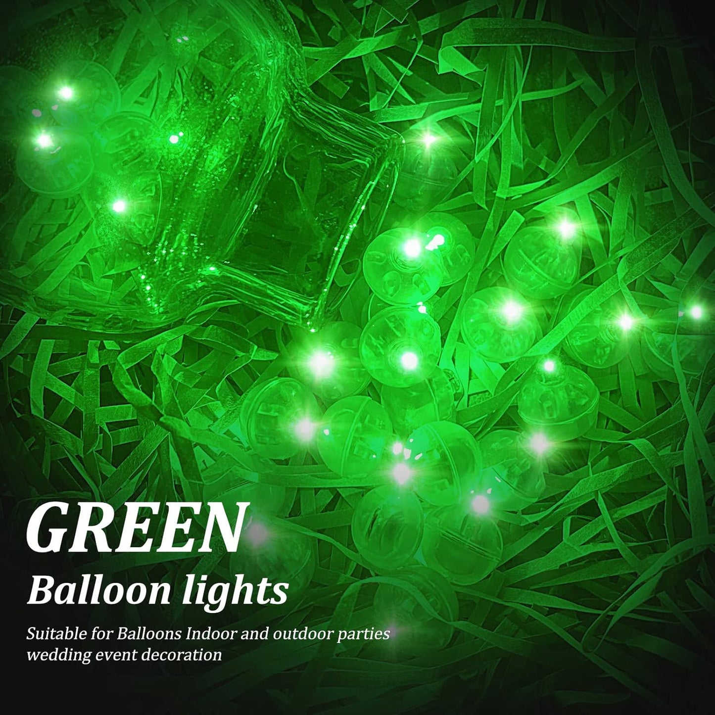 200pcs LED Green Balloon Lights, Round LED Mini Lights for Paper Lantern Balloon Birthday Party Event Indoor Outdoor Wedding Decoration Halloween Christmas Supplies