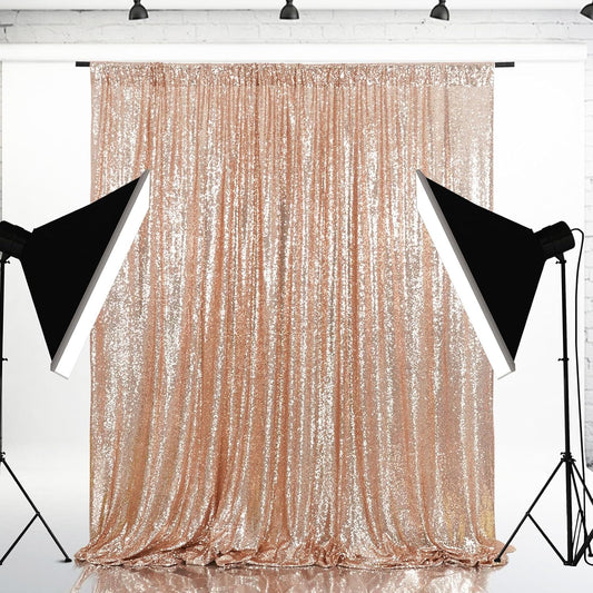 Eternal Beauty Rose Gold Sequin Backdrop, 5x7 Ft Glitter Background Curtains for Shimmer Photography Party Wedding Birthday Back Drop Decor