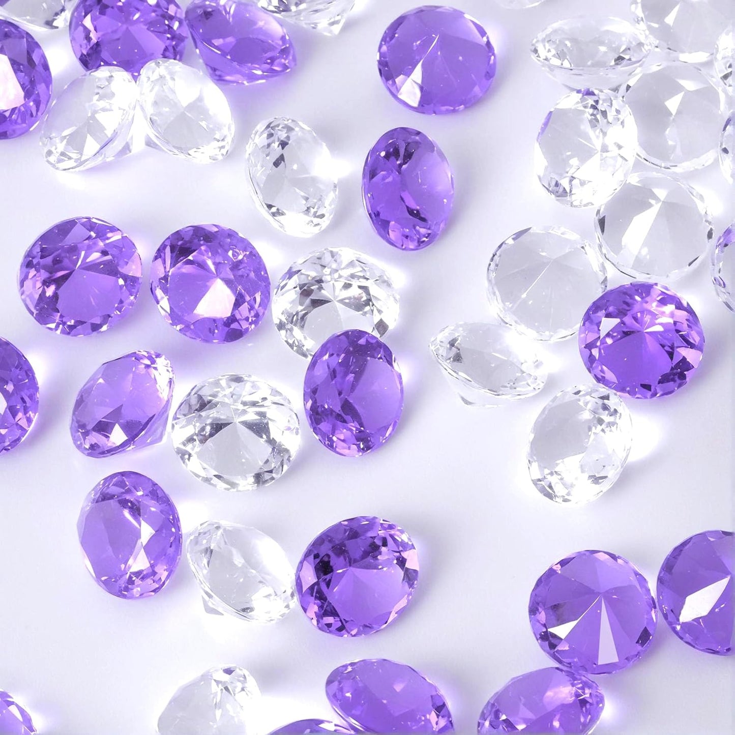 Acrylic Diamond Fake Gems Vase Filler, Babenest 240pcs 3/4 Inch Faux Diamonds Crystals Jewels for Table Scatters Wedding Party Event Arts & Crafts Birthday Decoration (240, Purple/Clear)