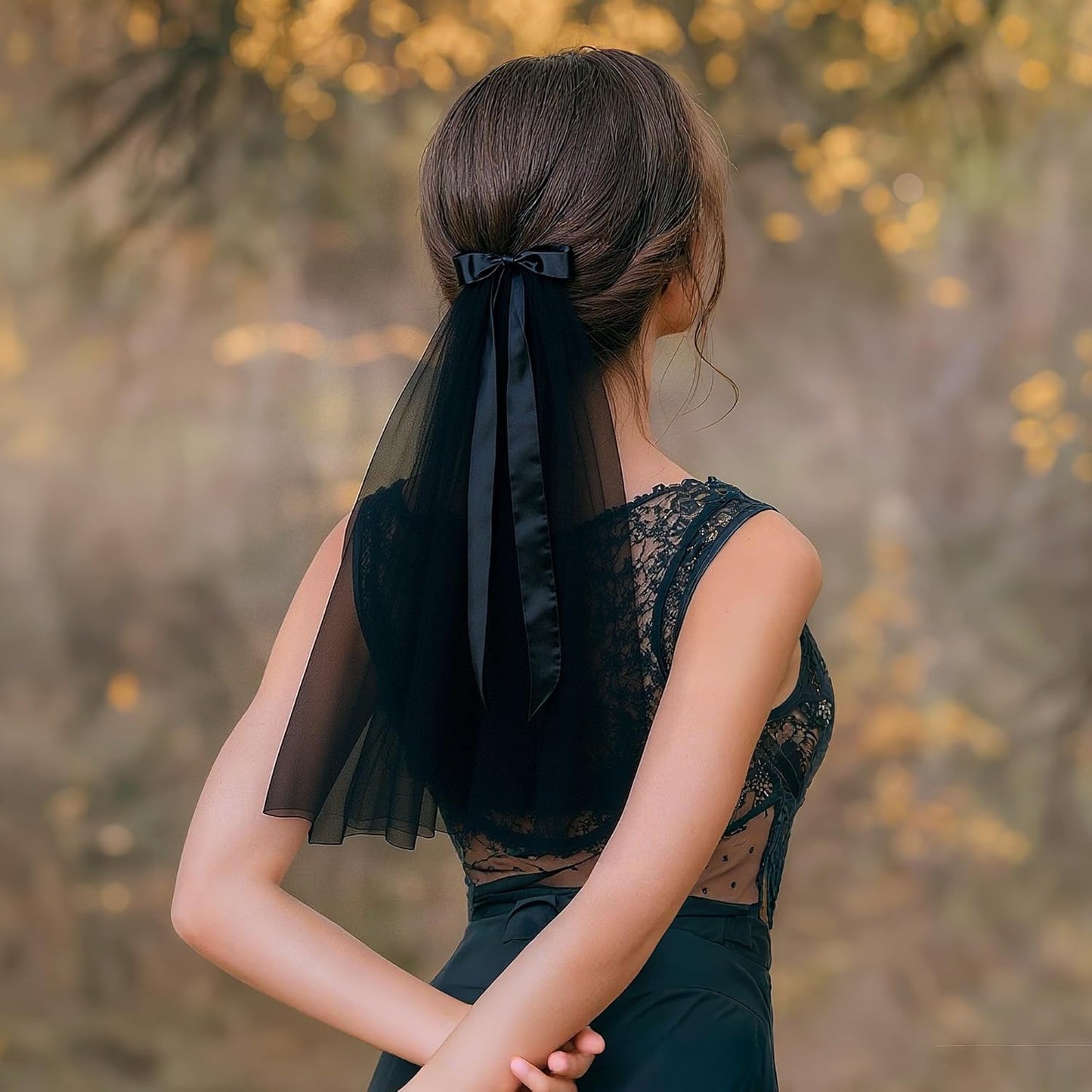 Ayliss Women Mesh Veils Black Bridal Birdcage Short Wedding Face Veil with Clip Tulle Gothic Bride Halloween Costume