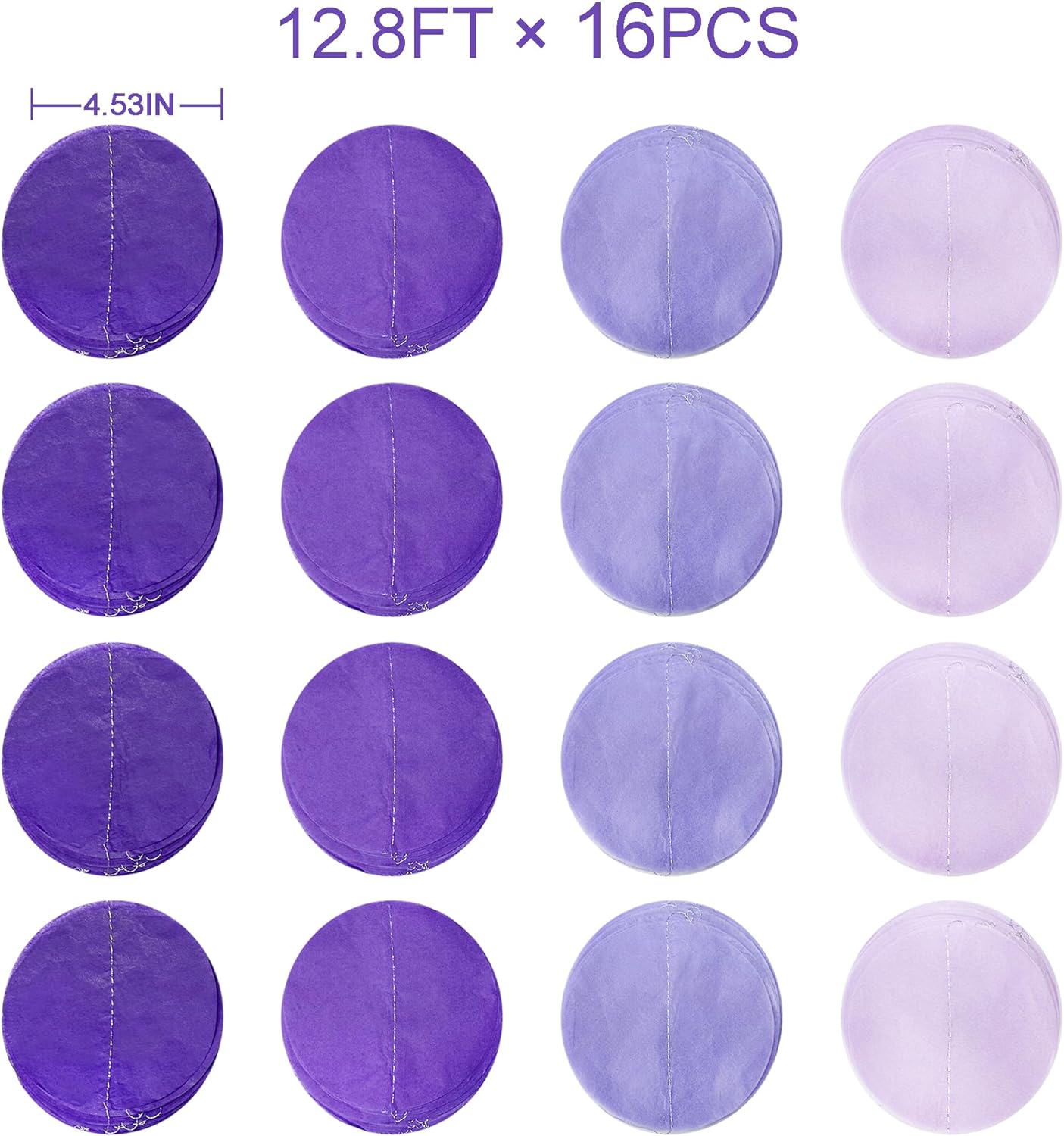 205Ft Lavender Party Decoration Ombre Purple Polka Dot Backdrop Streamer Tissue Paper Circle Dot Hanging Garland for Birthday Bachelorette Wedding Bridal Shower Engagement Lilac Violet Party Supplies