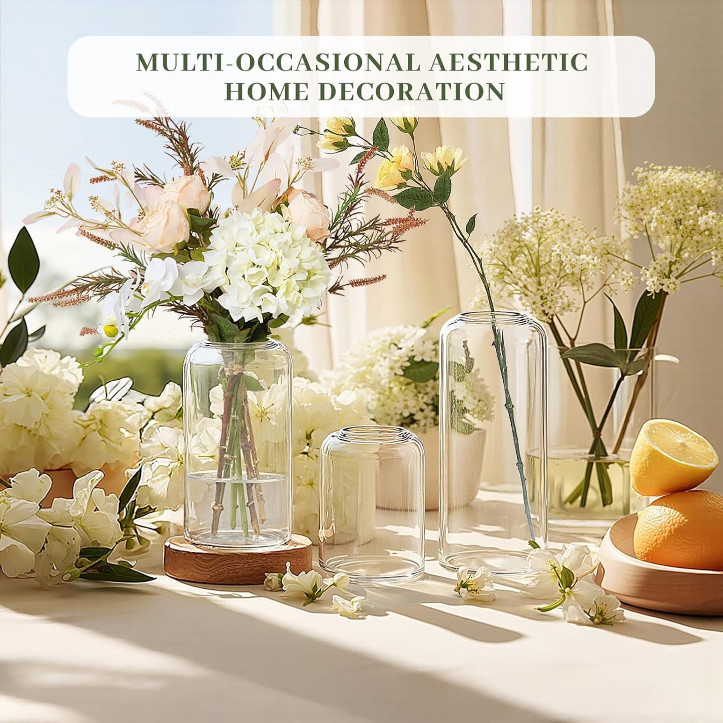 Set of 24 Clear Glass Vases Cylinder Flower Vase for Rustic Farmhouse Centerpieces Wedding Table Decor Home Aesthetic Party & Event Decoration Bud Vases in Bulk (Flowers Not Included)