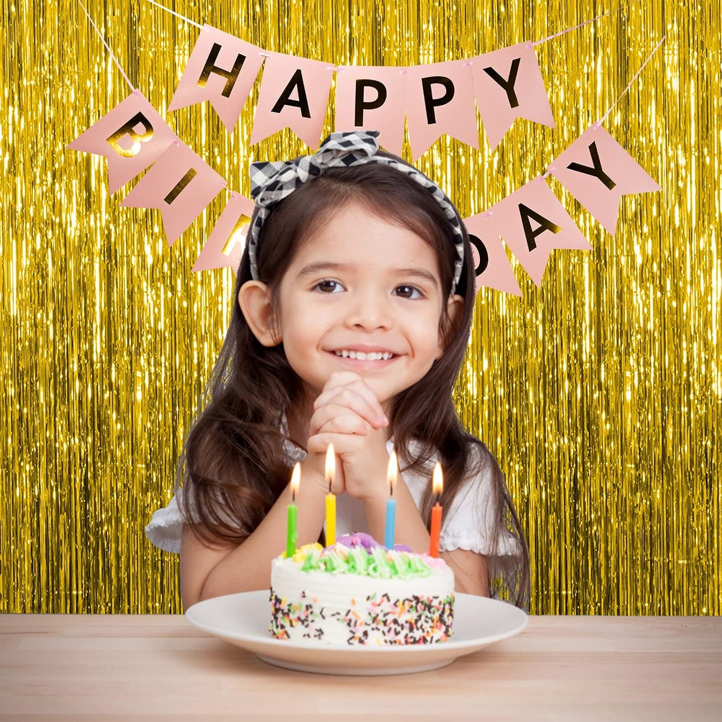 10 Pack Gold Fringe Curtain Backdrop Tinsel Streamers Birthday Party Decorations Christmas Photo Booth Backdrop Halloween New Year Graduation Baby Shower Theme Party Decorations