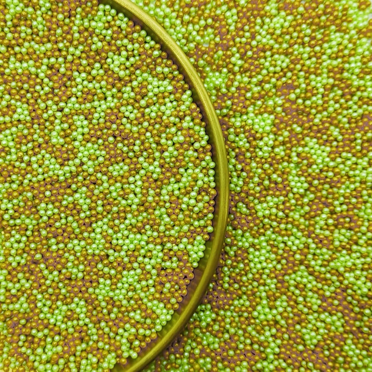 St. Patricks Day Edible Green & Gold Sprinkles Candy 2mm Mini Pearls Cake Decorations Cupcake Toppers Cookie Decorating Perfect for Wedding Party Valentine Halloween Christmas Supplies 3OZ