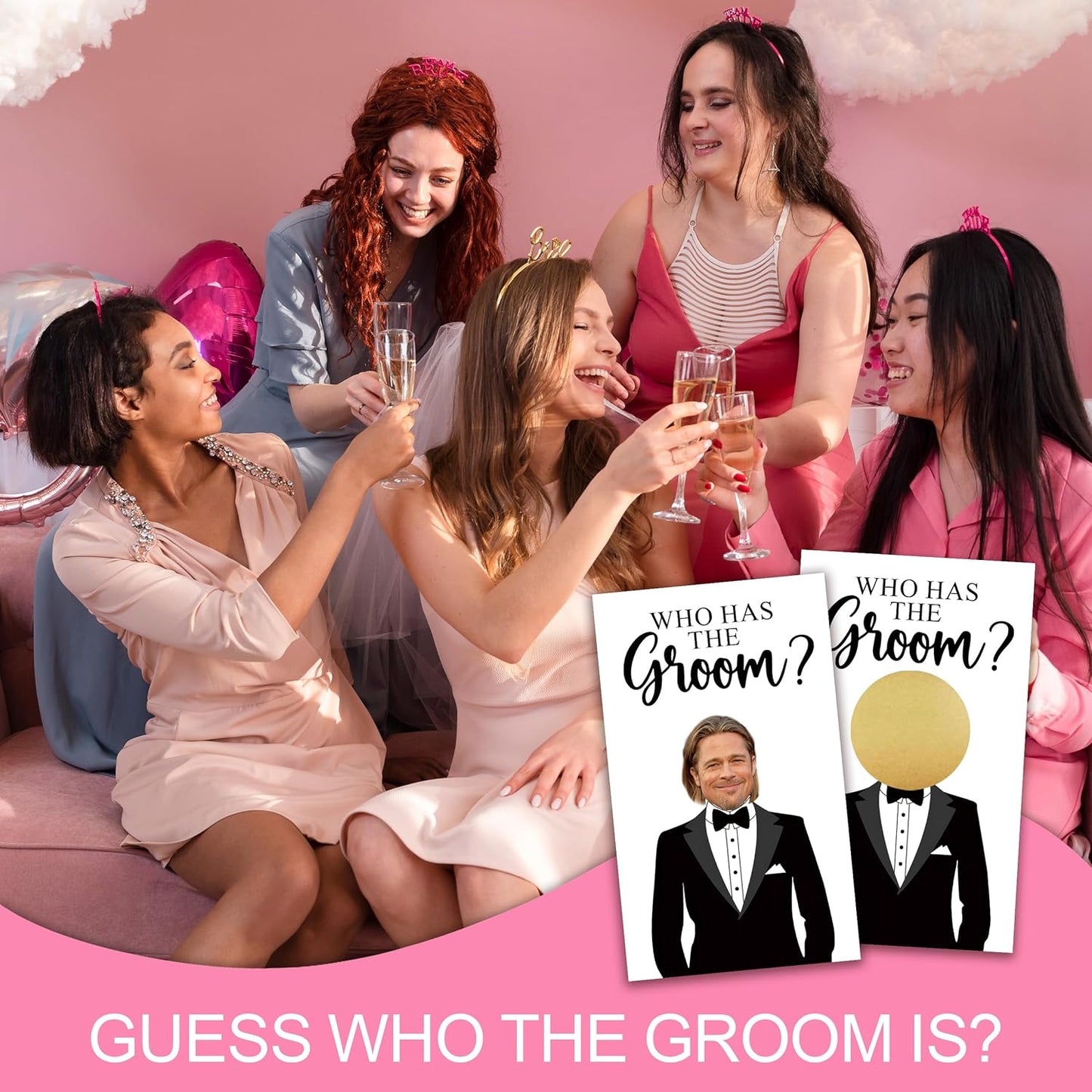 Who Has The Groom Bridal Shower Scratch Off Cards, 41Pcs Funny Wedding Shower Scratch Off Cards, 3.5"x 2.1"Bachelorette Party, Bride Party Supplies Decorations-A10