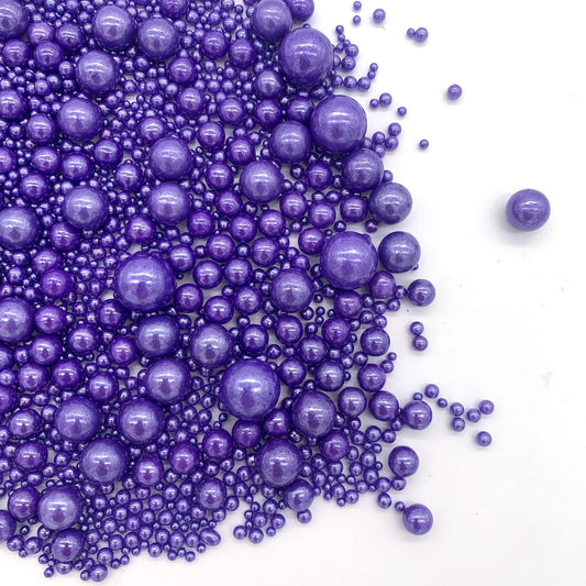 Weraru Edible Purple Pearl Sugar Sprinkles Candy Mixing Size Baking Edible Cake Decorations Cupcake Toppers Cookie Decorating Celebrations Wedding Shower Party Chirstmas Supplies 130g/ 4.58oz