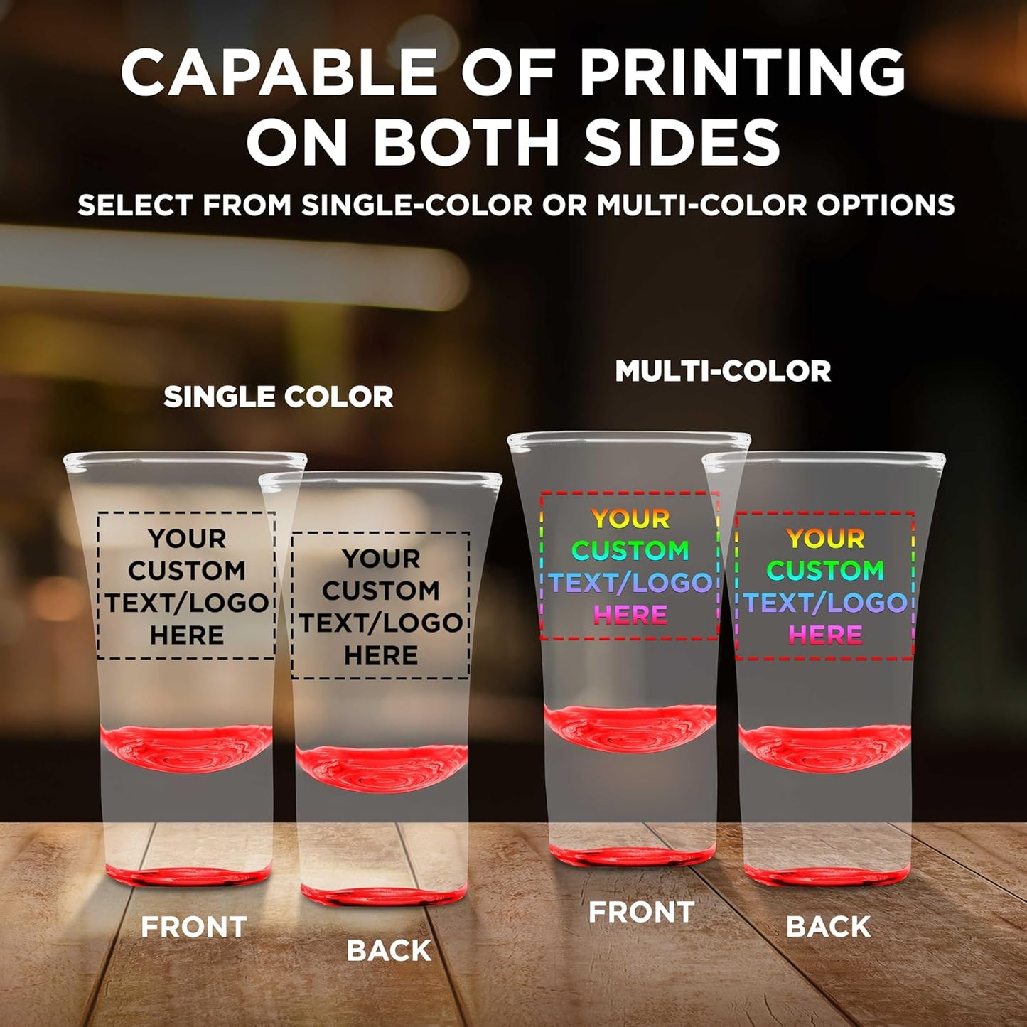 Custom 2 oz. Lord Shooter Etched Shot Glasses, 10 pack, Personalized Text, Logo, 21st Birthday Party, Lounge Glassware, Red