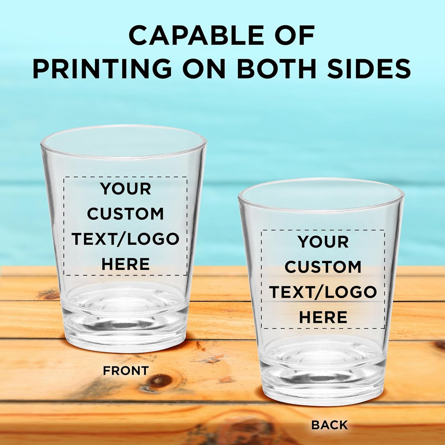DISCOUNT PROMOS Custom Translucent Plastic Shot Glasses 1.5 oz. Set of 50, Personalized Bulk Pack - Acrylic, Great for Wedding, Party, Birthday, Gifts - Clear