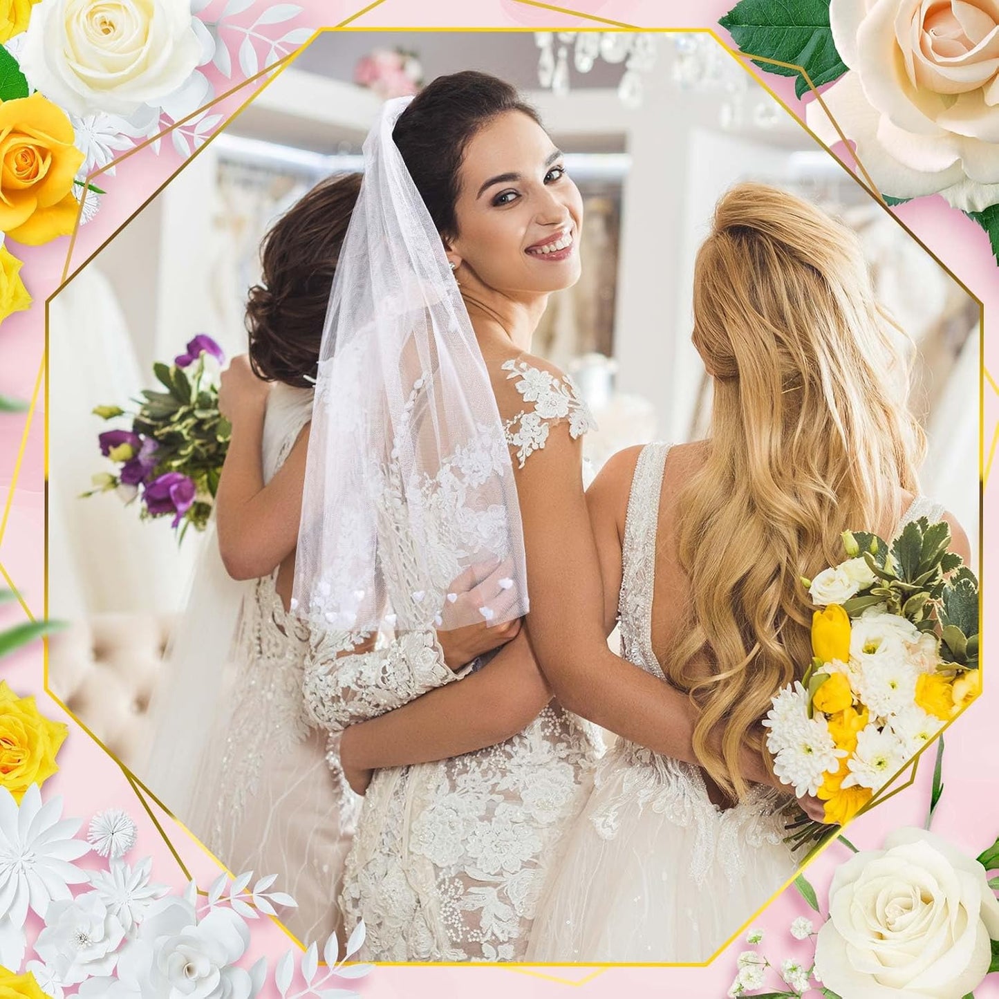 Vicenpal Bridal Bachelorette Veil with Comb Wedding Veils for Brides White Short Veil for Bachelorette Party