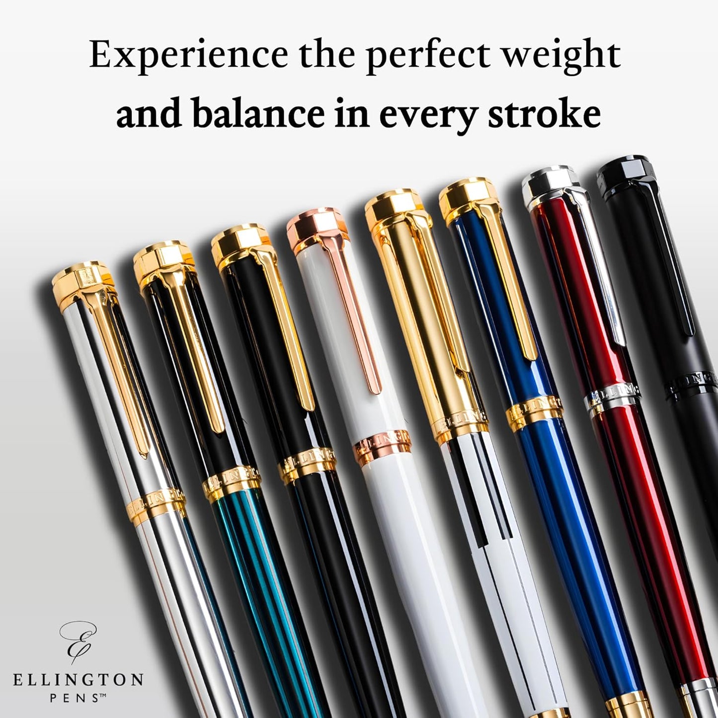 Ellington Pens Luxury Fountain Pen Set- Fountain Pens for Writing - Smooth Extra Fine Nib - Includes Refillable Ink Converter, 3 Ink Cartridges [Black & Blue], Gift Box - Elegant Calligraphy