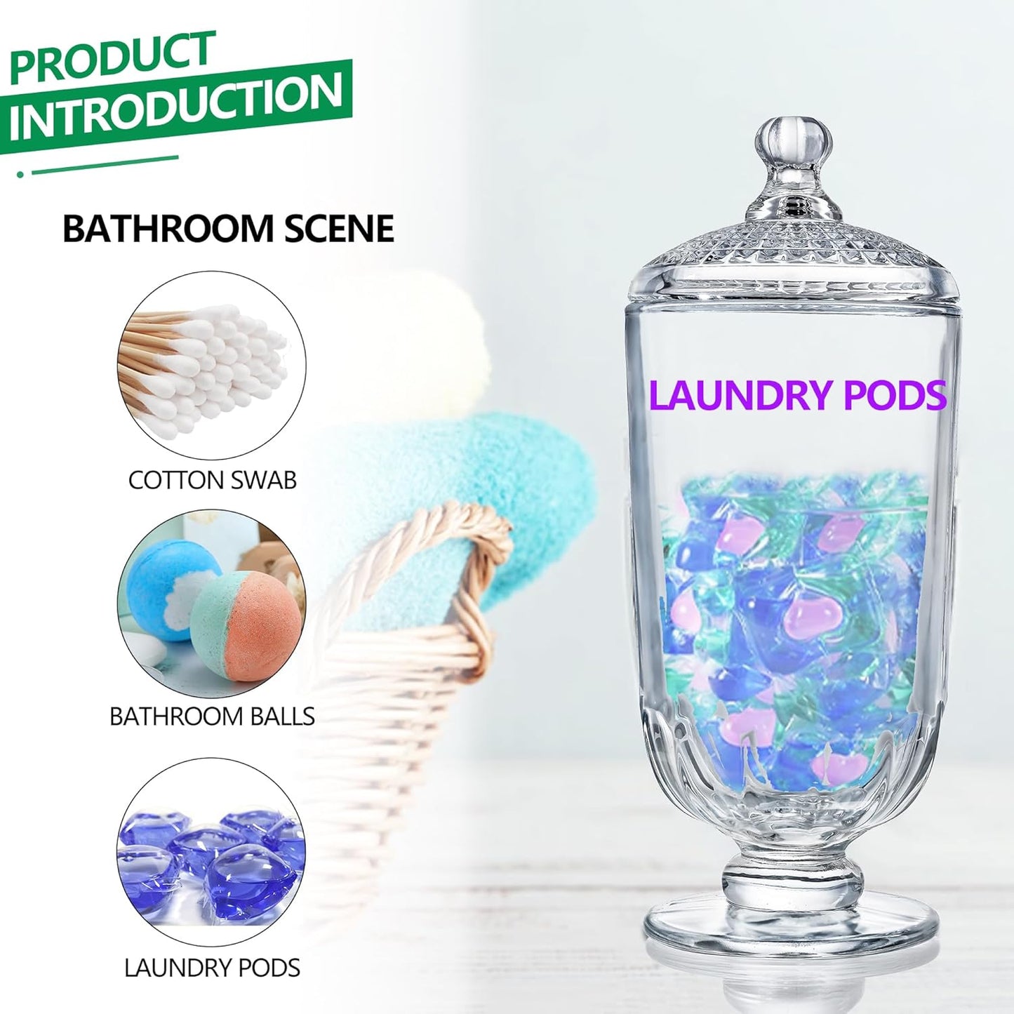 2 Pack 24oz Clear Glass Candy Jars with Lids Glass Decorative Storage Jar for Candy Buffet, Wedding Favors, Baby Shower, Party Decor, DIY Crafts