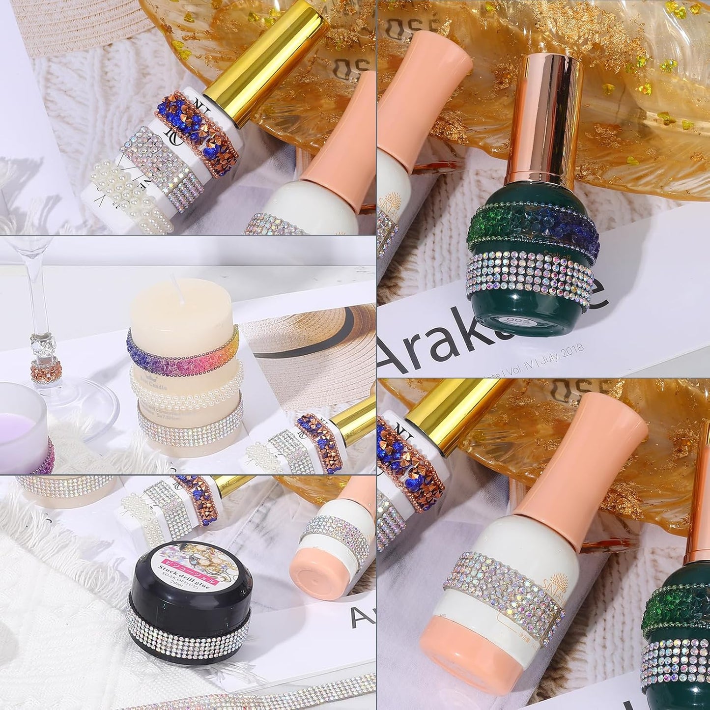 Rhinestone Ribbon 3 Yards Self Adhesive Rhinestone Strips Diamond Ribbon Sticker Crystal Roll Glitter Bling 2mm Rhinestones Tape for Crafting DIY Art Decoration (Silver AB,0.4 Inch)