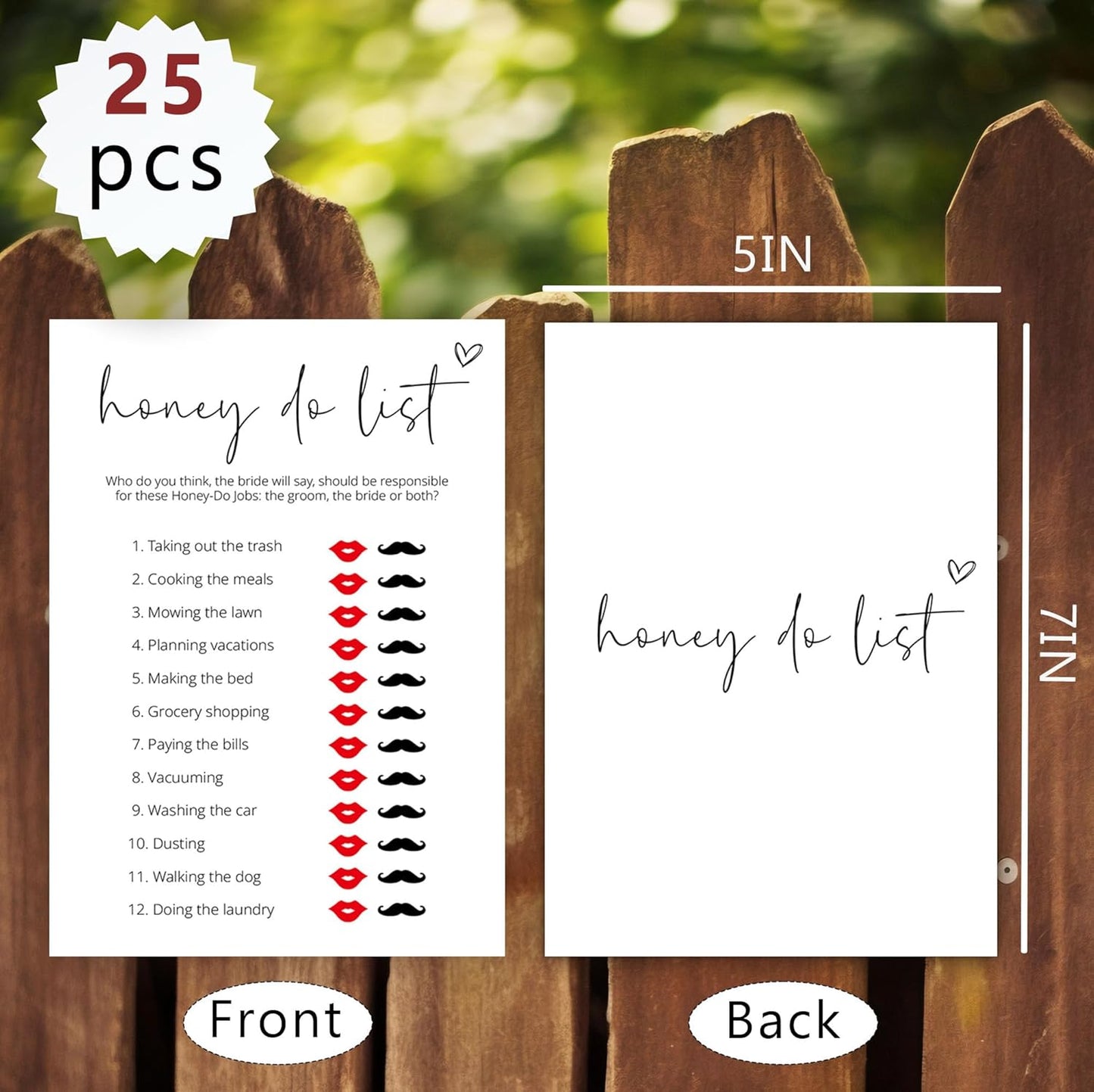 Bridal Shower Games, Honey Do List, 25Pcs Minimalist White Double-Sided Bridal Game Cards, Wedding Shower Games for Guests, Engagement Bachelorette Party Supplies - A21