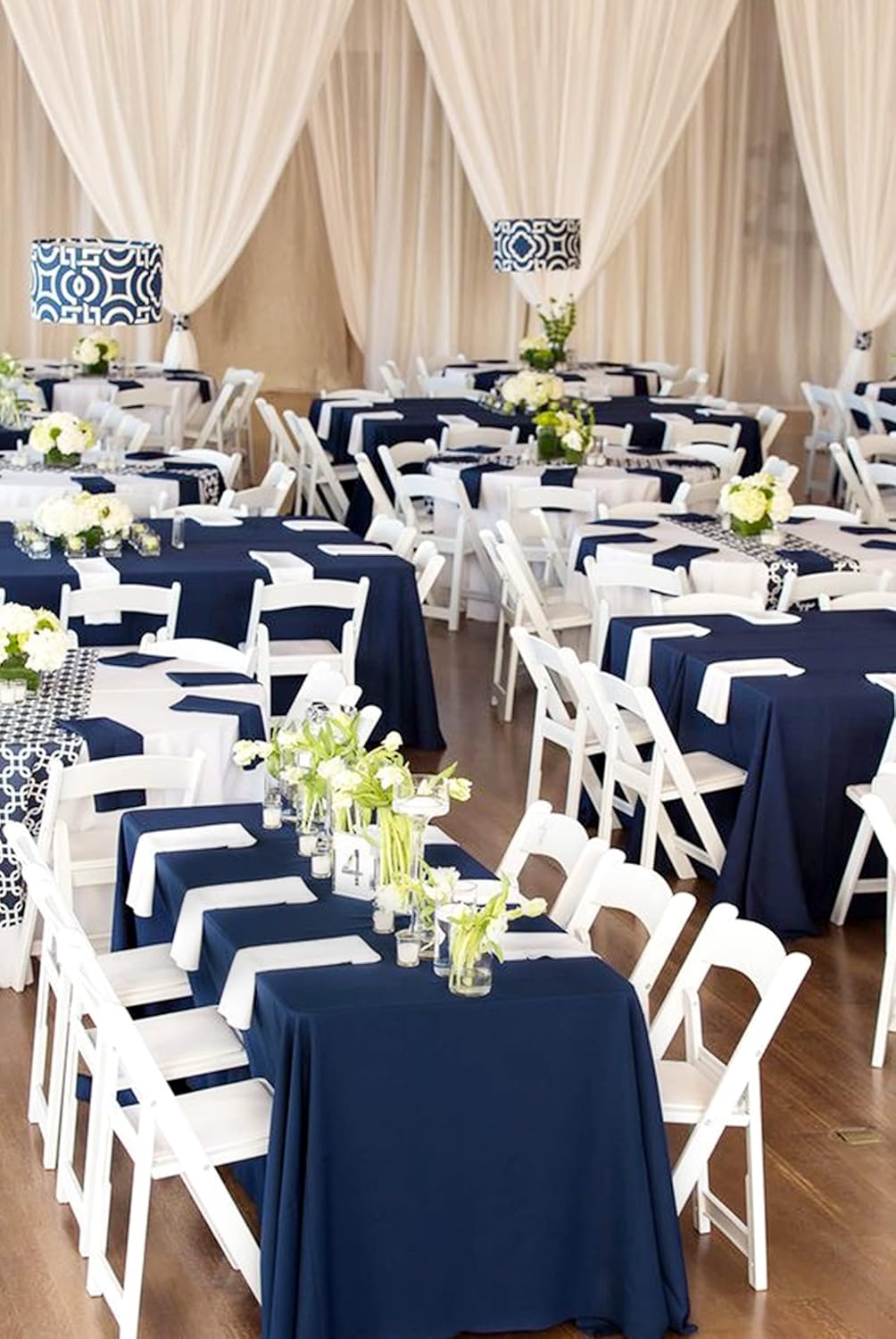 12 Pack Polyester Tablecloth 60 x 126 Inch Navy Blue Tablecloth for 8 Ft Rectangle Tables,Washable Fabric Table Covers Polyester Table Clothes for Wedding Parties Banque