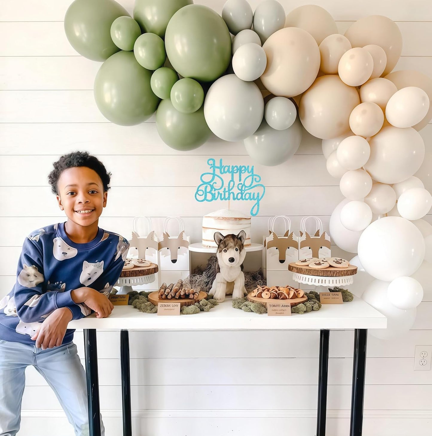 Happy Birthday Cake Topper - Sky Blue Glitter Birthday Party Cake Decoration Supplies - Happy Birthday Cake Decor, for Anniversary/Birthday Party Supplies Photo Booth Props