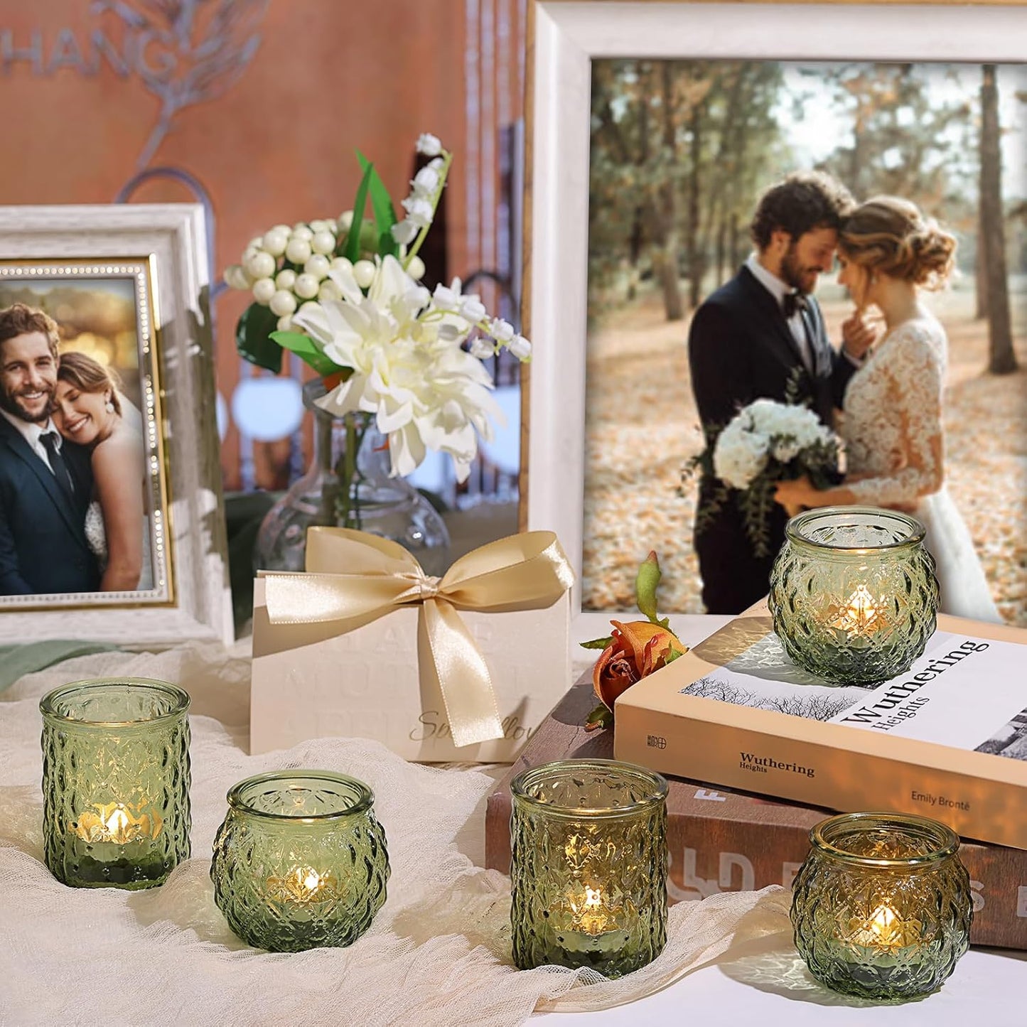 36pcs Assorted Green Votive Candle Holders, Tea Lights Candle Holder for Table Centerpiece, Green Candle Holders for Wedding, Bridal Shower and Tea Party Decorations