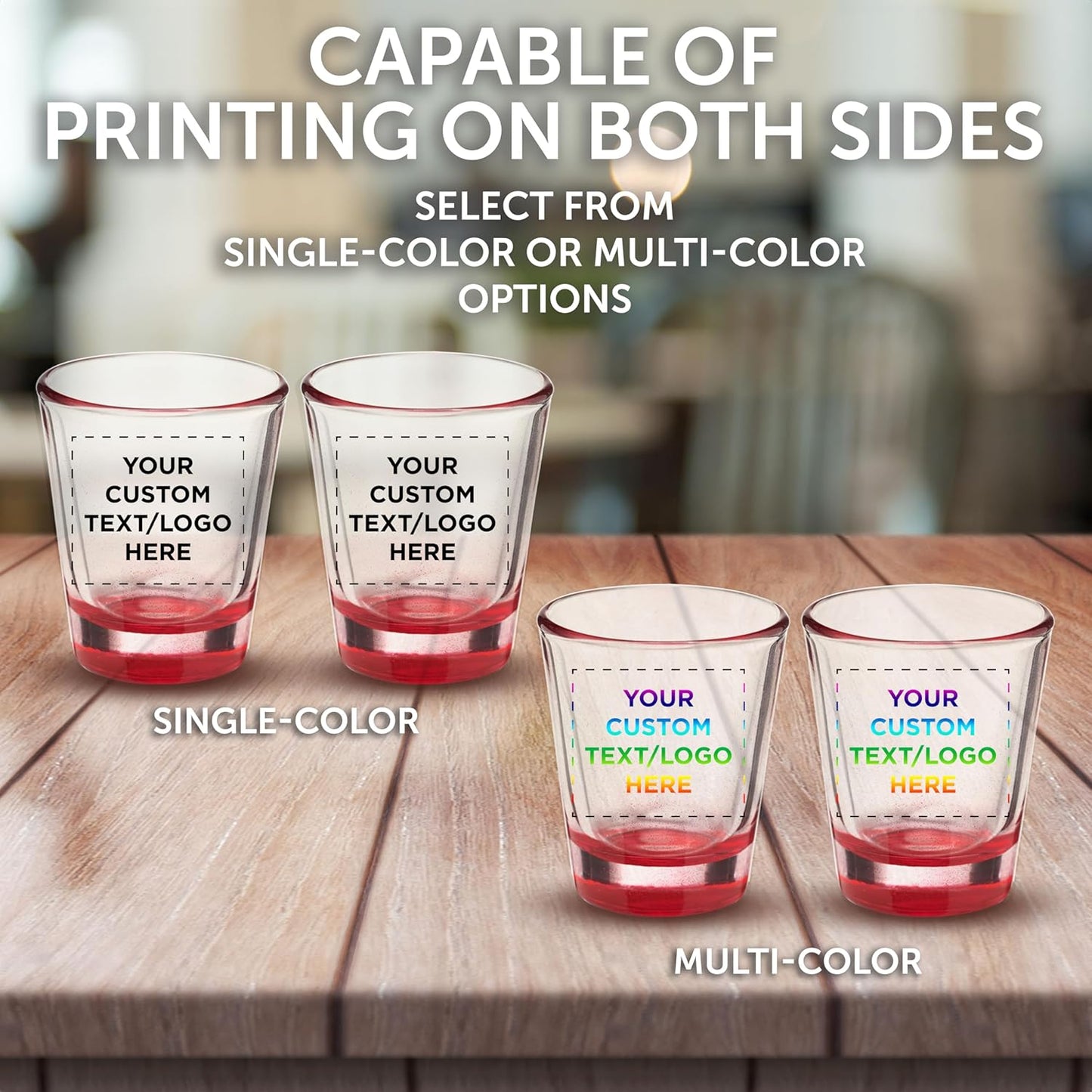 Custom Shot Glasses 1.75 oz. Set of 10, Personalized Bulk Pack - Great for Wedding Favors, Bachelorette Party Decorations, Party Fovors, Color Bottom - Red