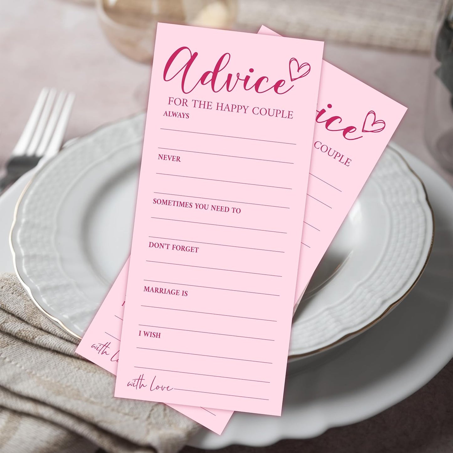 4x9 Inch Wedding Advice Cards, Advice and Wishes for The Mr and Mrs, Pink Bridal Shower Games for 25 Guests, Engagement Party Supplies, Wishes for Bride Wedding Receptio Decoration-A05