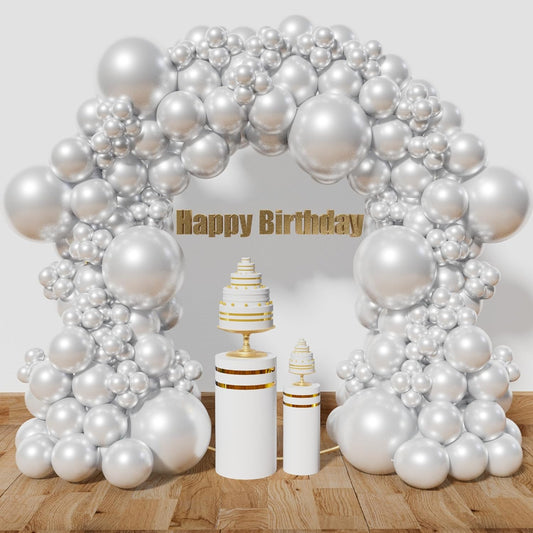 KAWKALSH Pearl White Balloon Arch Kit 111Pcs 18 12 5 Inch Latex Party Balloons Garland for Birthday Baby Shower Wedding Engagement Anniversary Christmas Party Decorations