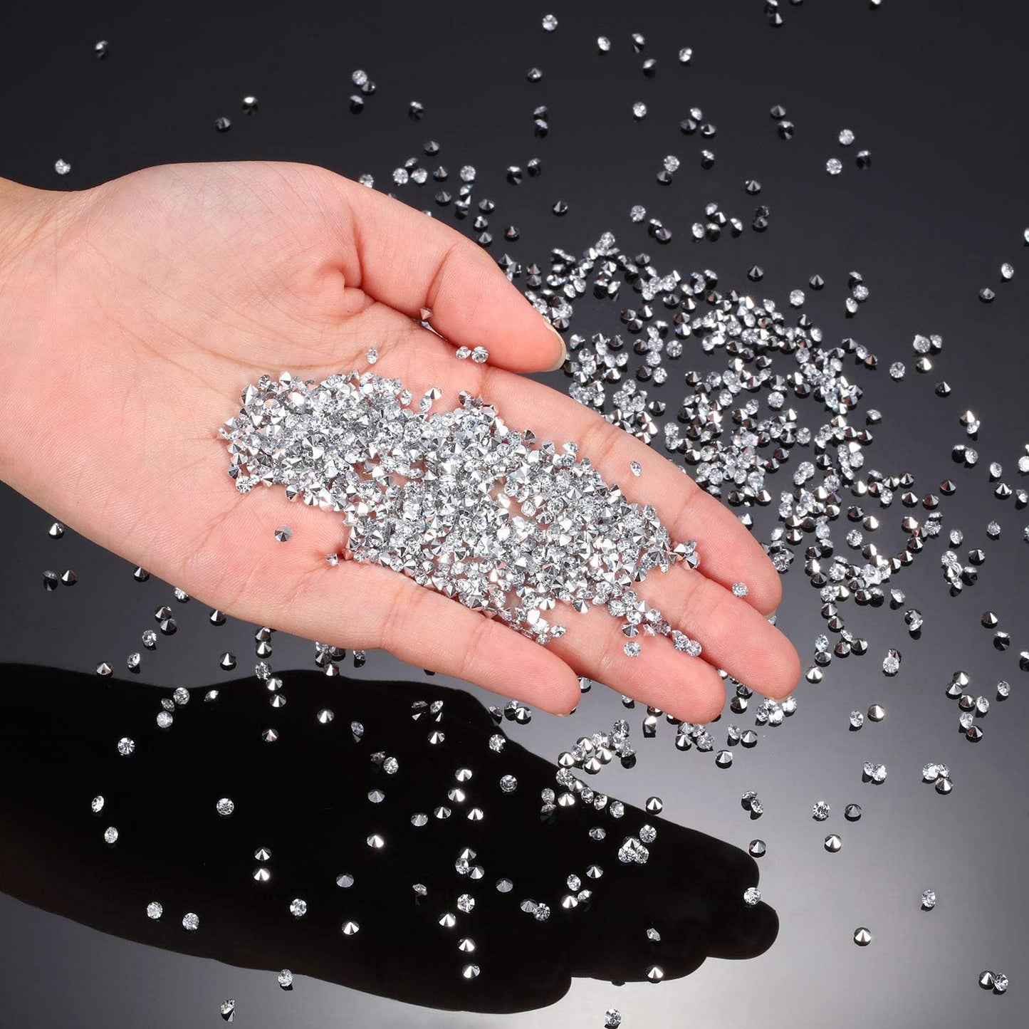 10000 Clear Wedding Table Scatter Confetti Crystals Acrylic Diamonds Rhinestones for Table Centerpiece Decorations Wedding Decorations Bridal Shower Decorations Vase Beads (Silver, 3 mm)