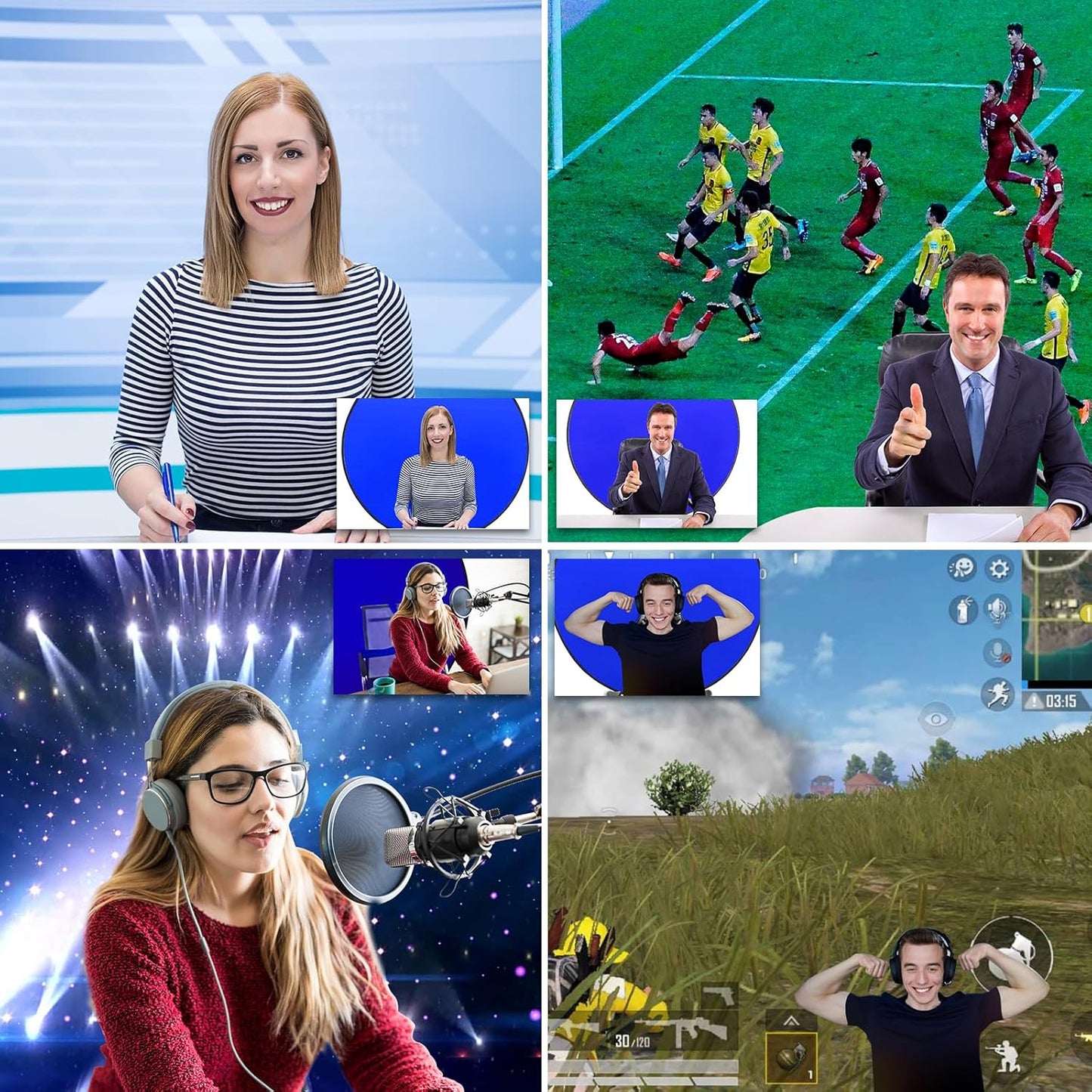 Portable Blue Screen Chair, 57 in BlueBackdrop with Stand Double Sided Foldable Screen Background, Chroma Key, Blue Backdrop for Chair Photography Streaming Gaming Photo Zoom Video Chats and Meeting