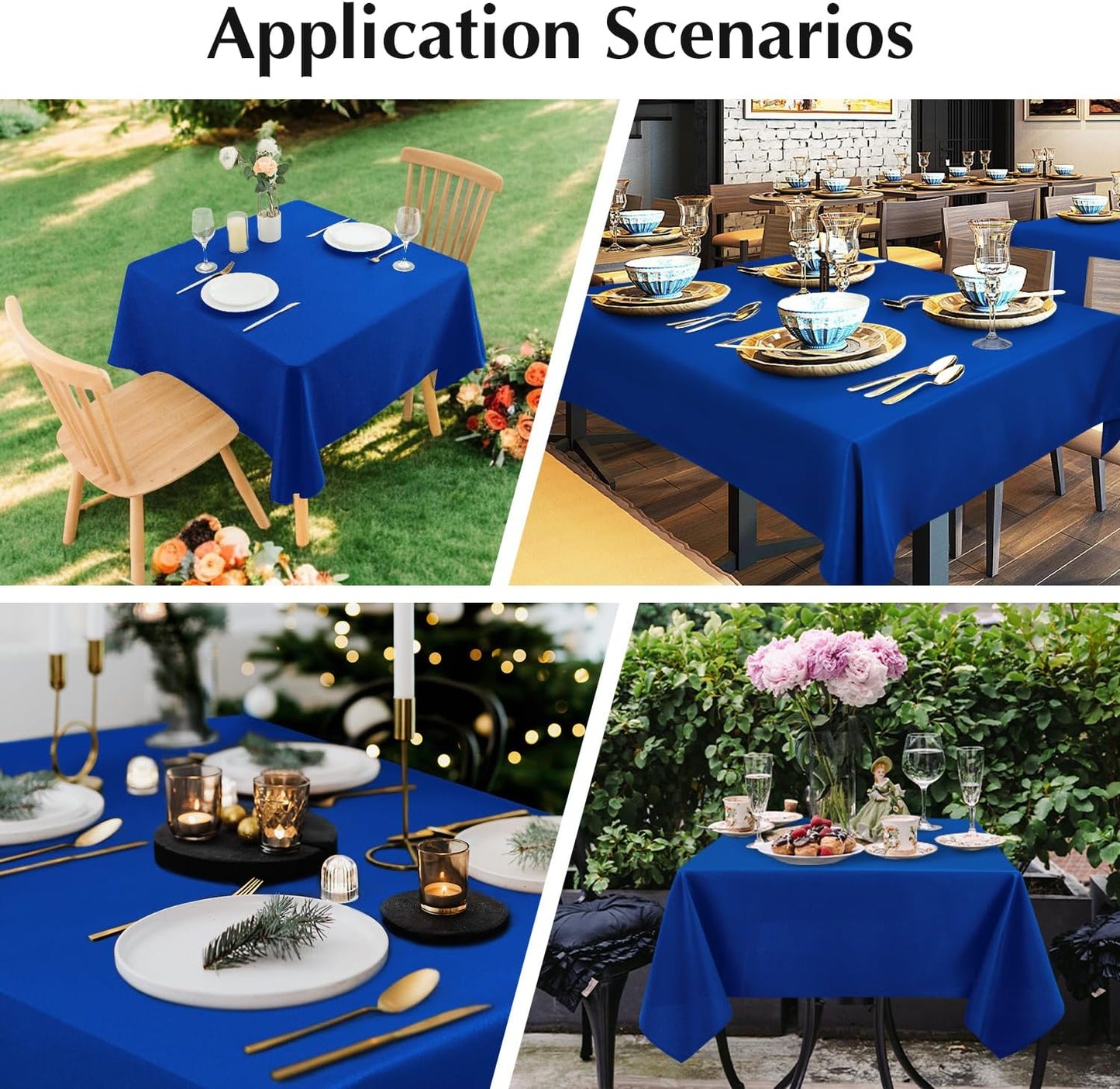 2 Pack Square Table Cloth 52X52 Inch Royal Blue Tablecloth Washable Polyester Solid Dining Table Cover for Birthday Party Dinner Holiday Outdoor Indoor