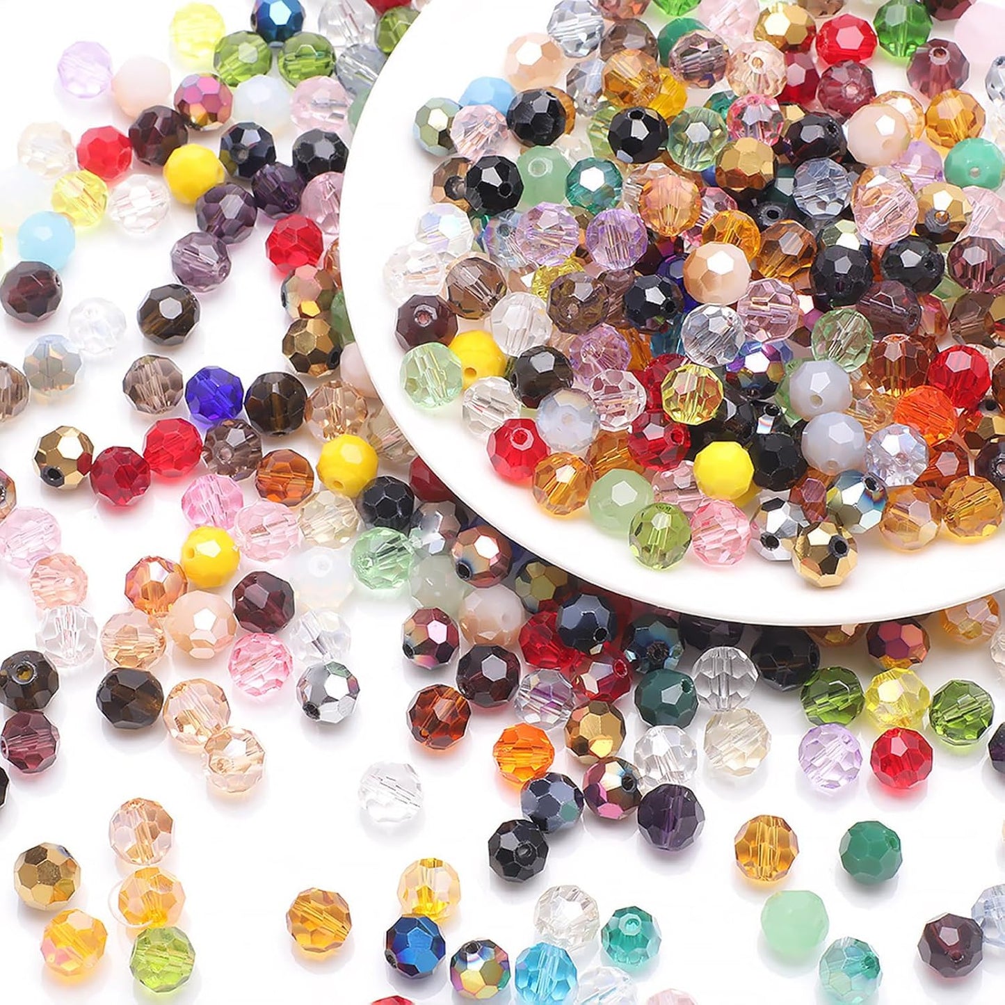 200PCS 6MM Crystal Glass Beads for Jewelry Making Mix Color Rondelle Facted Crystal Glass Beads for Bracelet Making Round Glass Spacer Beads for DIY Crafts Wind Chimes Suncatchers