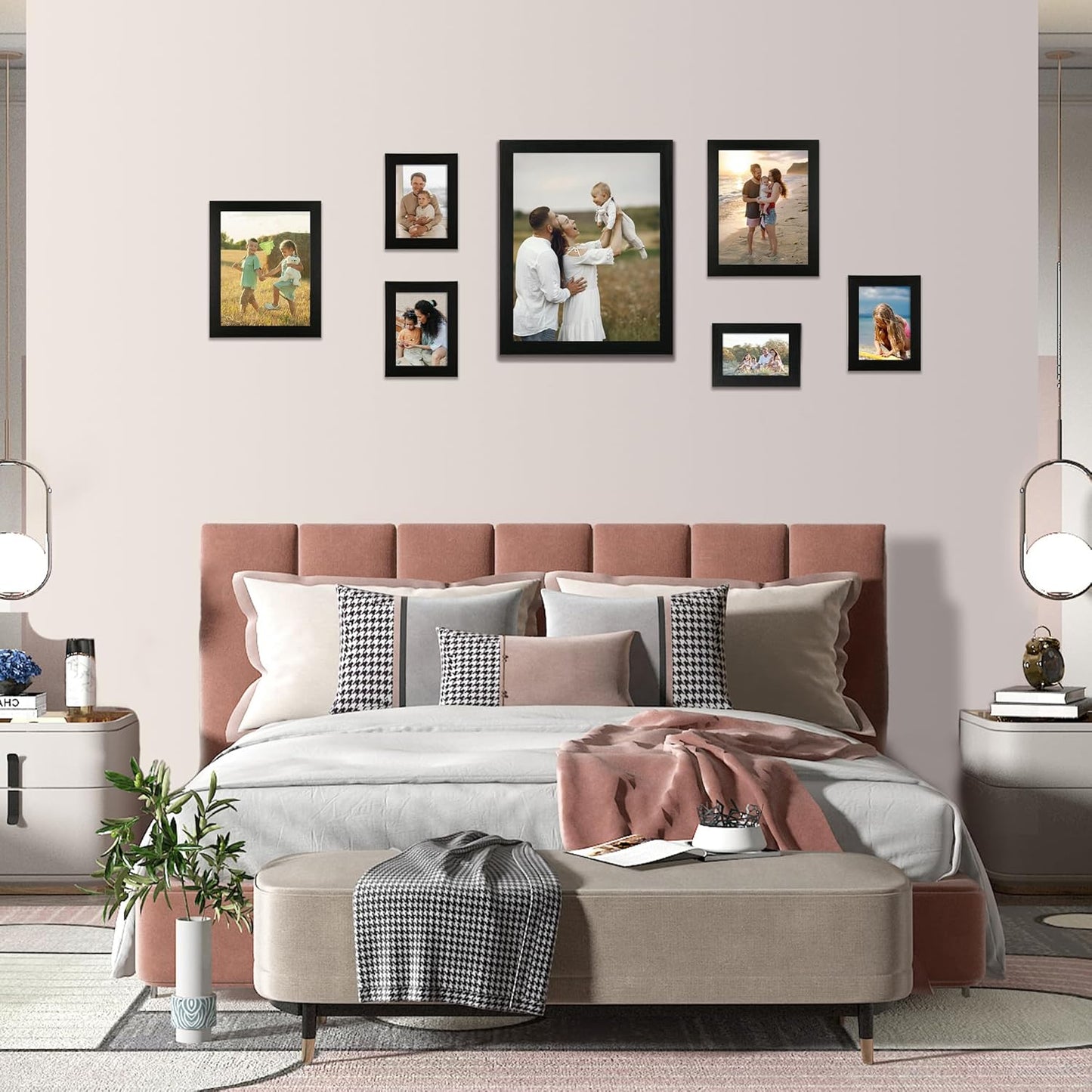 5x7 Picture Frame Set of 4, Black Wooden Frame with High Definition Glass, 5 x 7 Photo Frames for Tabletop Display and Wall Mounting