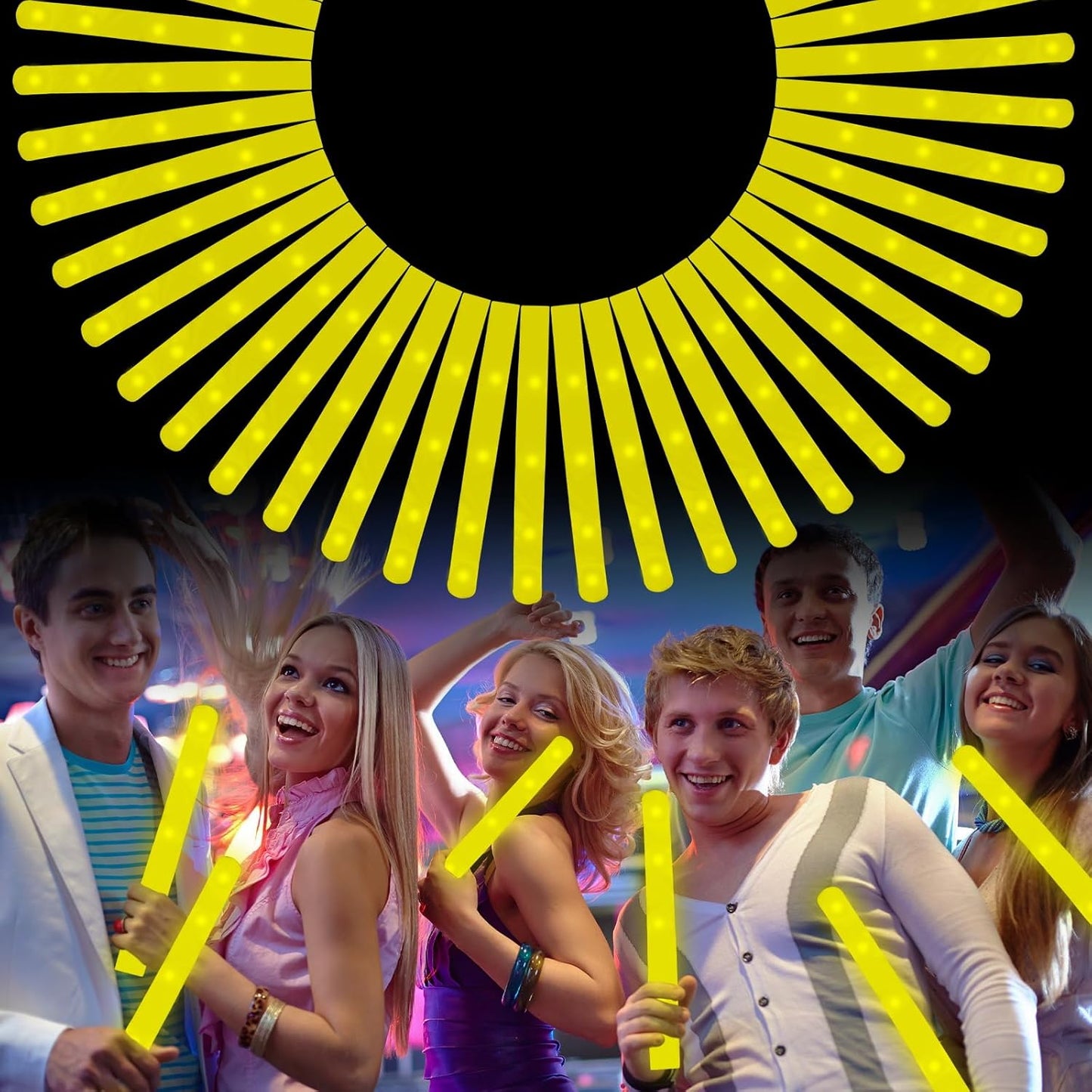 Foam Glow Sticks Bulk, 30 PCS Yellow Light Up Foam Sticks 3 Modes, Glow Party Supplies for Wedding,Raves, Carnival, Concert, 4th of July, Halloween, Christmas, New Year