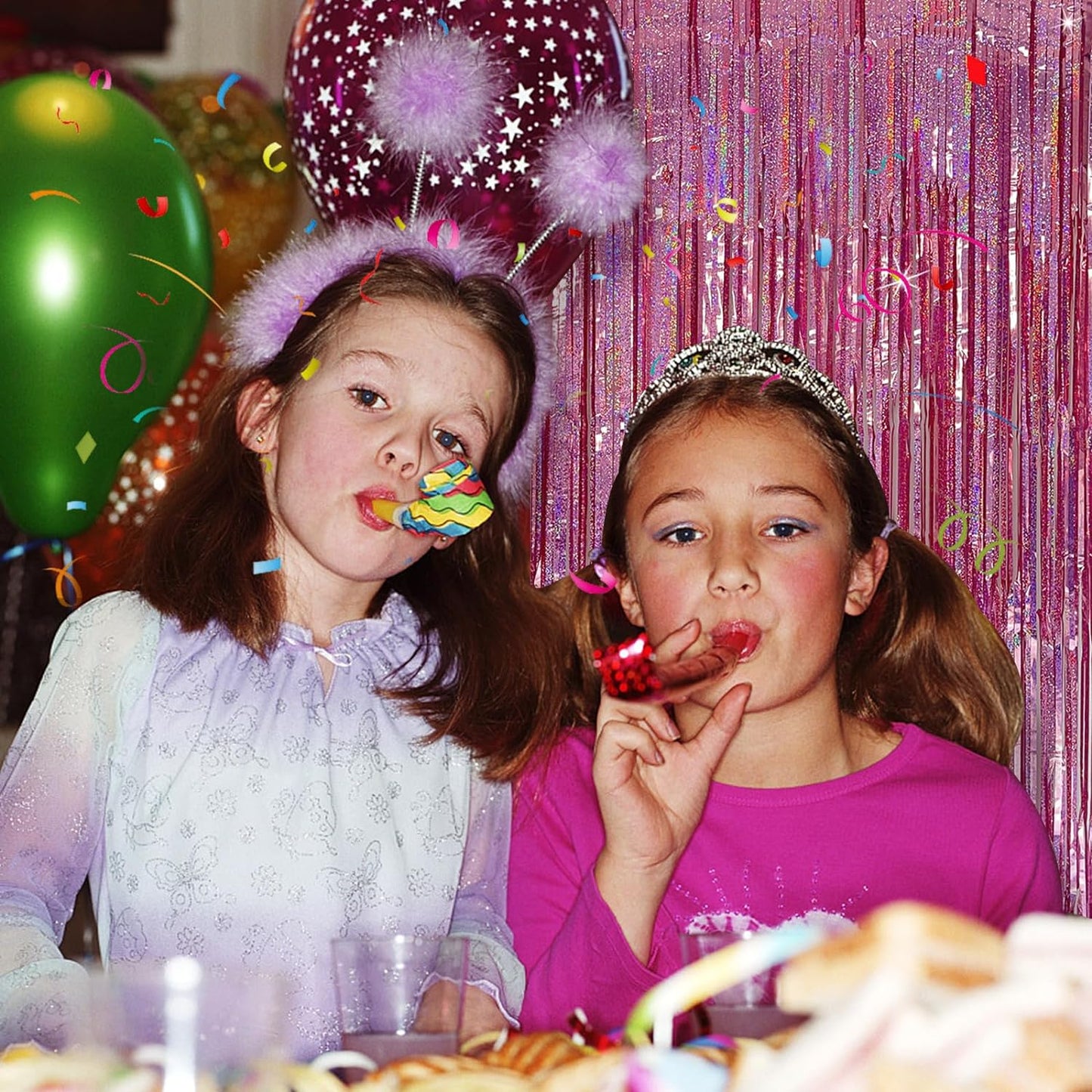 Tinsel Curtain Party Backdrop Pink Birthday Decorations 10 Packs Glitter Foil Fringe Curtain Party Decor Streamers Photo Booth for Birthday Christmas Wedding Halloween Graduation Decorations