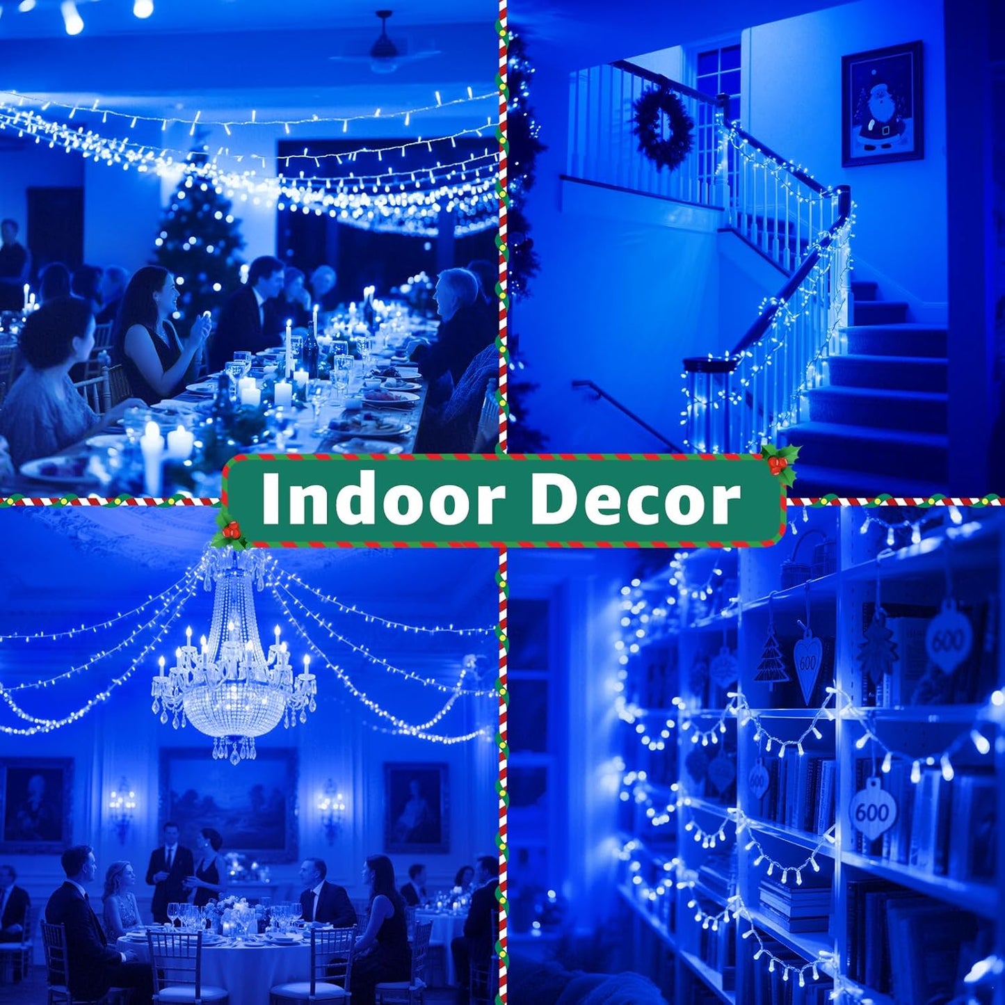 Christmas Lights Outdoor Waterproof, 196 FT 600 LED String Lights with Remote,8 Modes Christmas String Lights Plug in Twinkle Fairy Light for Party Holiday Decor (Blue)