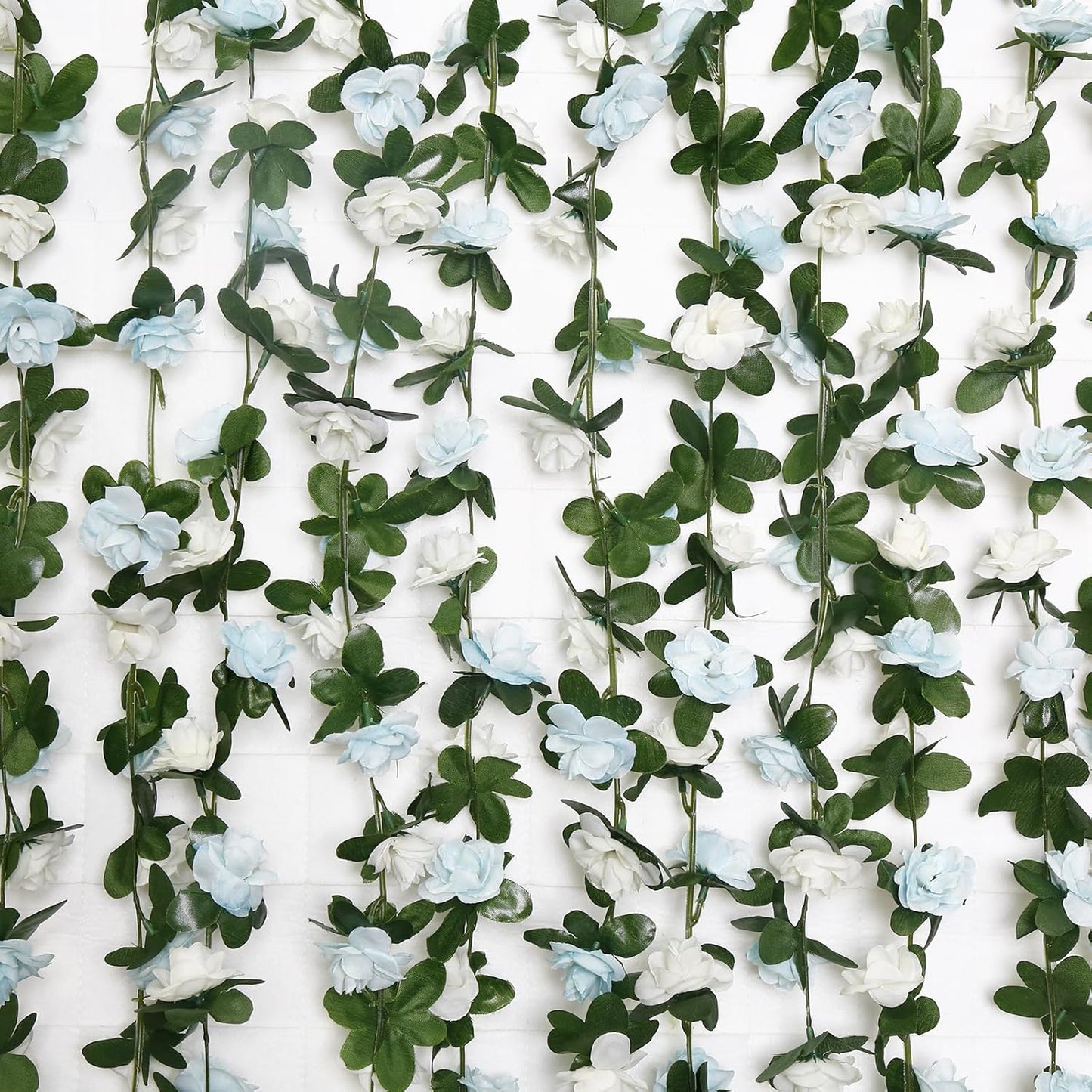 12 PCS 98.4 FT Artificial Flower Garland Rose Garland for Wedding Room Decor（12,Light Blue）