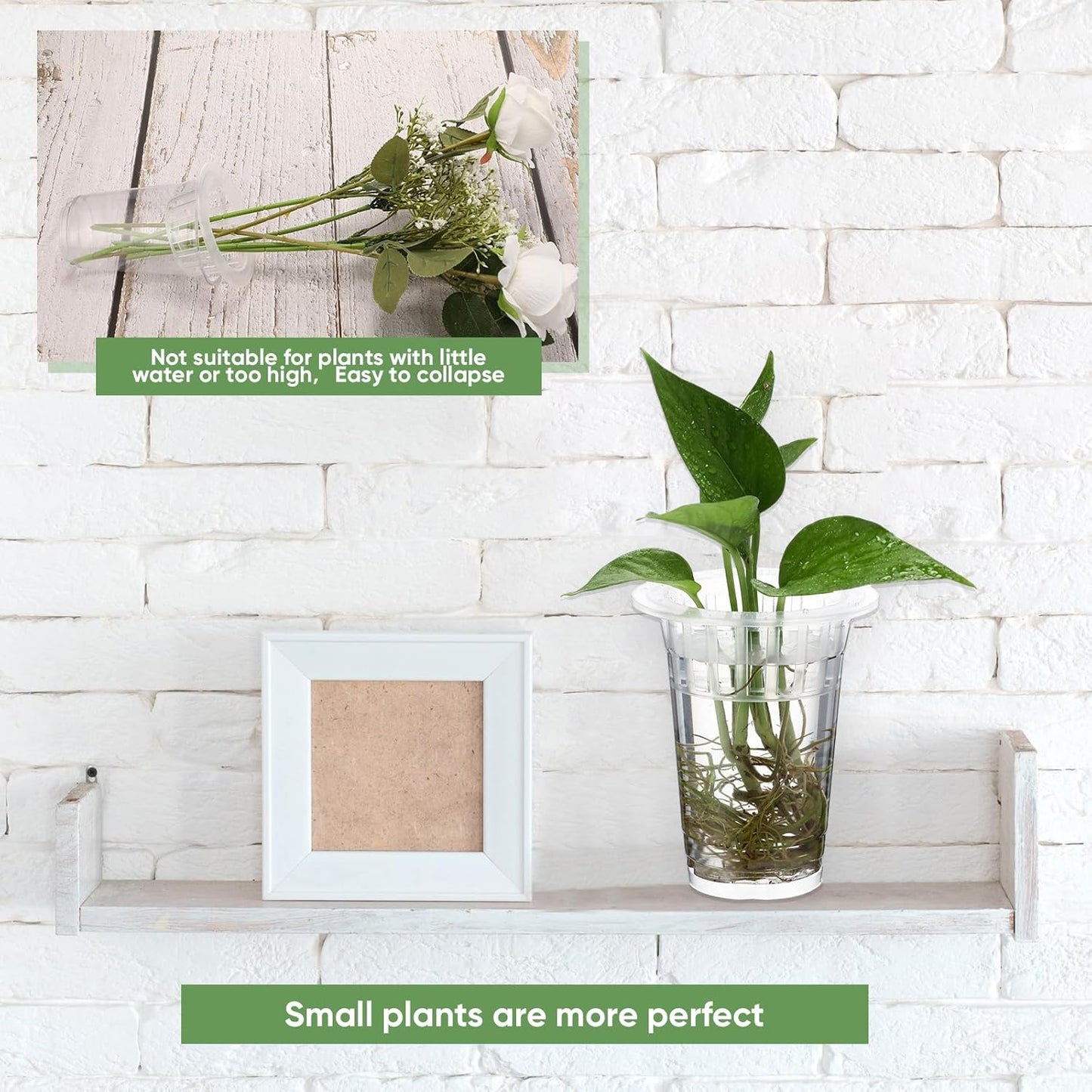 Baderke 35 Pack Plastic Plant Propagation Station Desktop Terrariums Plant Tabletop Vase with Hydroponic Baskets for Indoor Home Office Desktop Decor(4.25'', 4.57'', 5.47'')