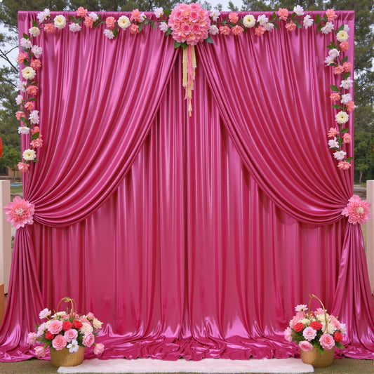20x10ft Shimmer Hot Pink Sequin Backdrop Curtain for Parties, Thick Wrinkle Free Glitter Fuchsia Photo Backdrop Drapes Curtains for Birthday Wedding Halloween Photography Background-4 Panels 5x10ft