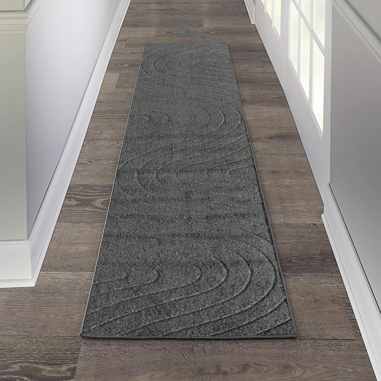 LUXE WEAVERS Modern Geometric Wave Anthracite 2x8 Area Rug