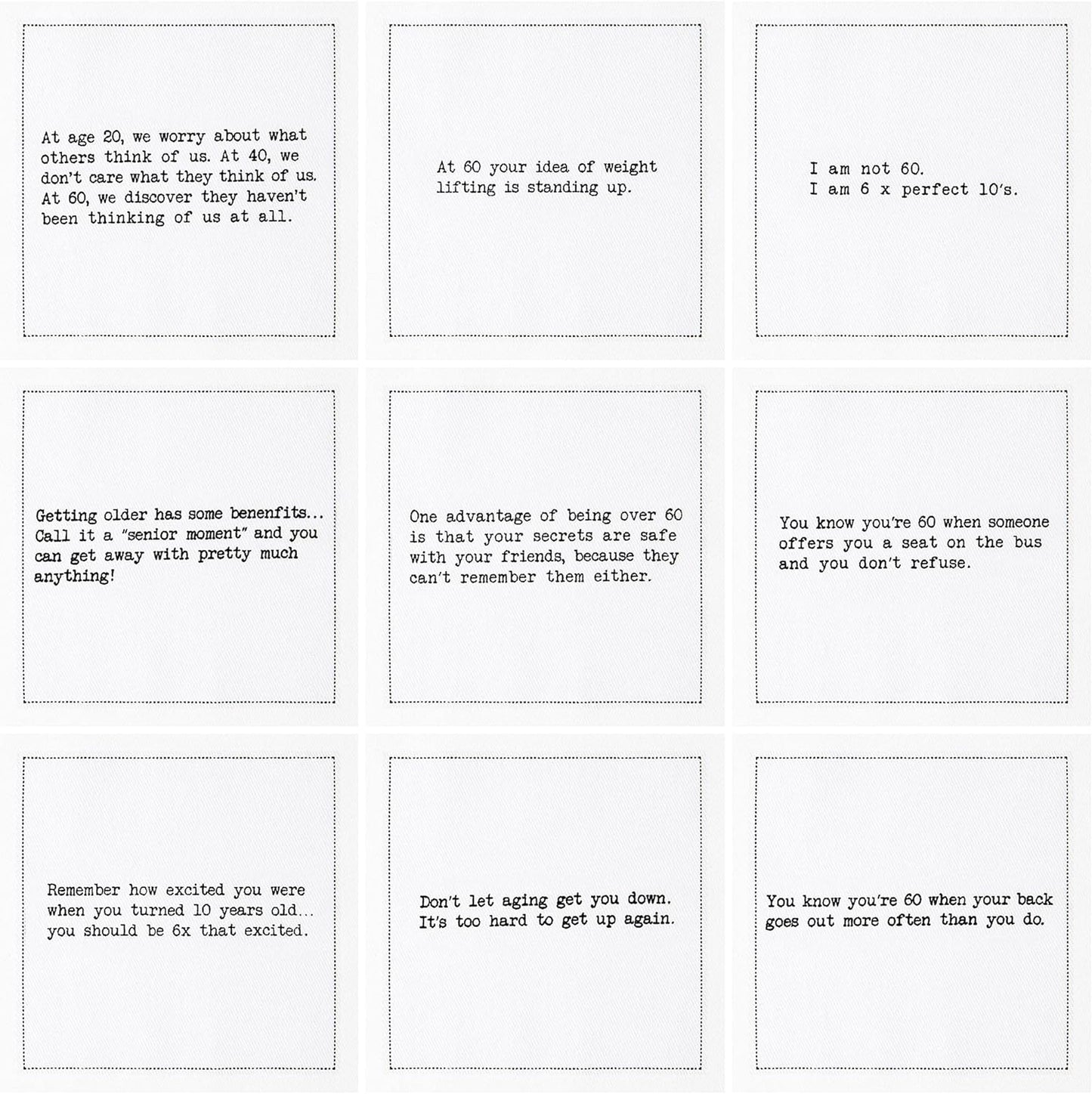 Five Star Napkins 60th Birthday Quotes White Cotton Cocktail Napkins, Beverage Napkins, Bar Napkins, Cloth Napkins, Party Napkins, Events, Holidays, Weddings, Birthdays, Disposable, 4.5" x 4.5"- (50x)