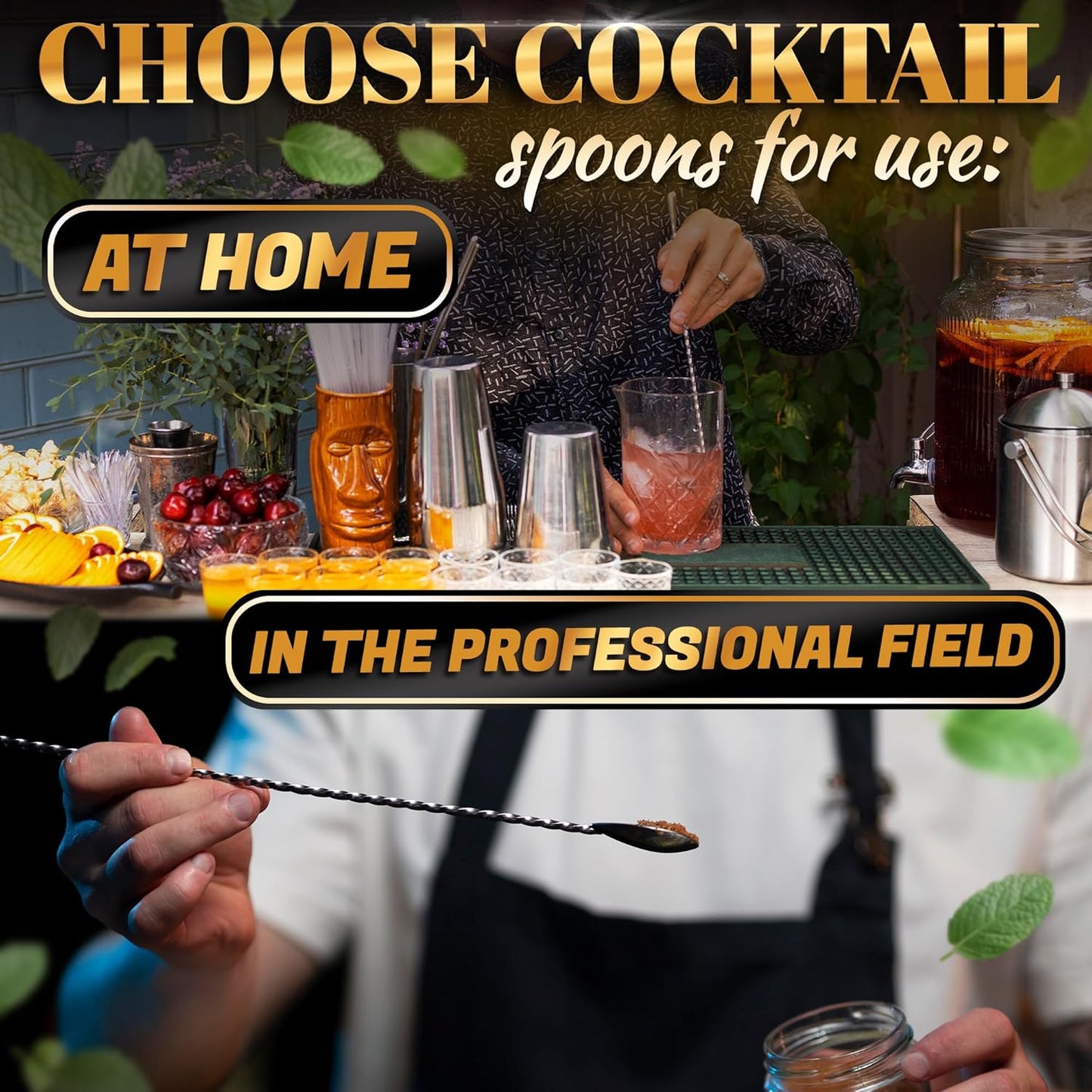 8 Pcs Bar Spoon Cocktail Mixing Spoon – 12'' Stainless Steel Cocktail Stirrers for Drinks, Polished Surface, Easy to Clean – Useful Bar Spoons for Professional and Home | Caviar Spoons