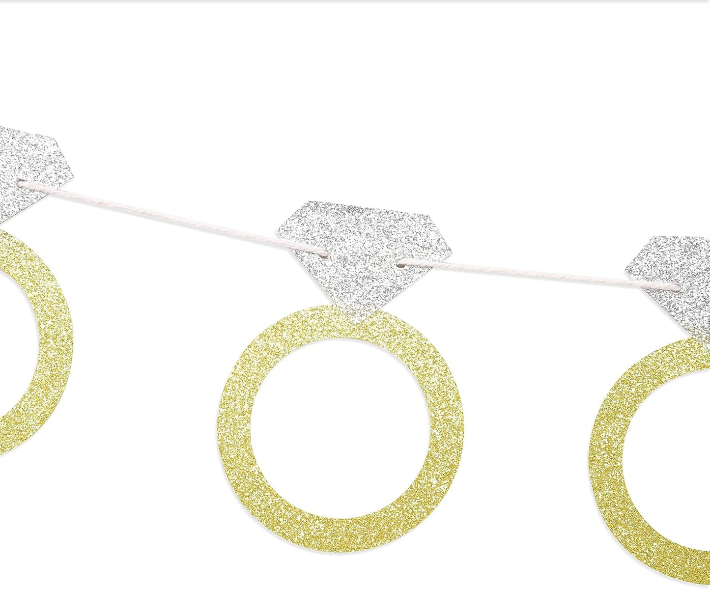 Bachelorette Party Banner - Glitter Gold and Silver Diamond Ring Banner, Engagement Party Decorations, Bride to Be Decorations, Bridal Shower Decorations