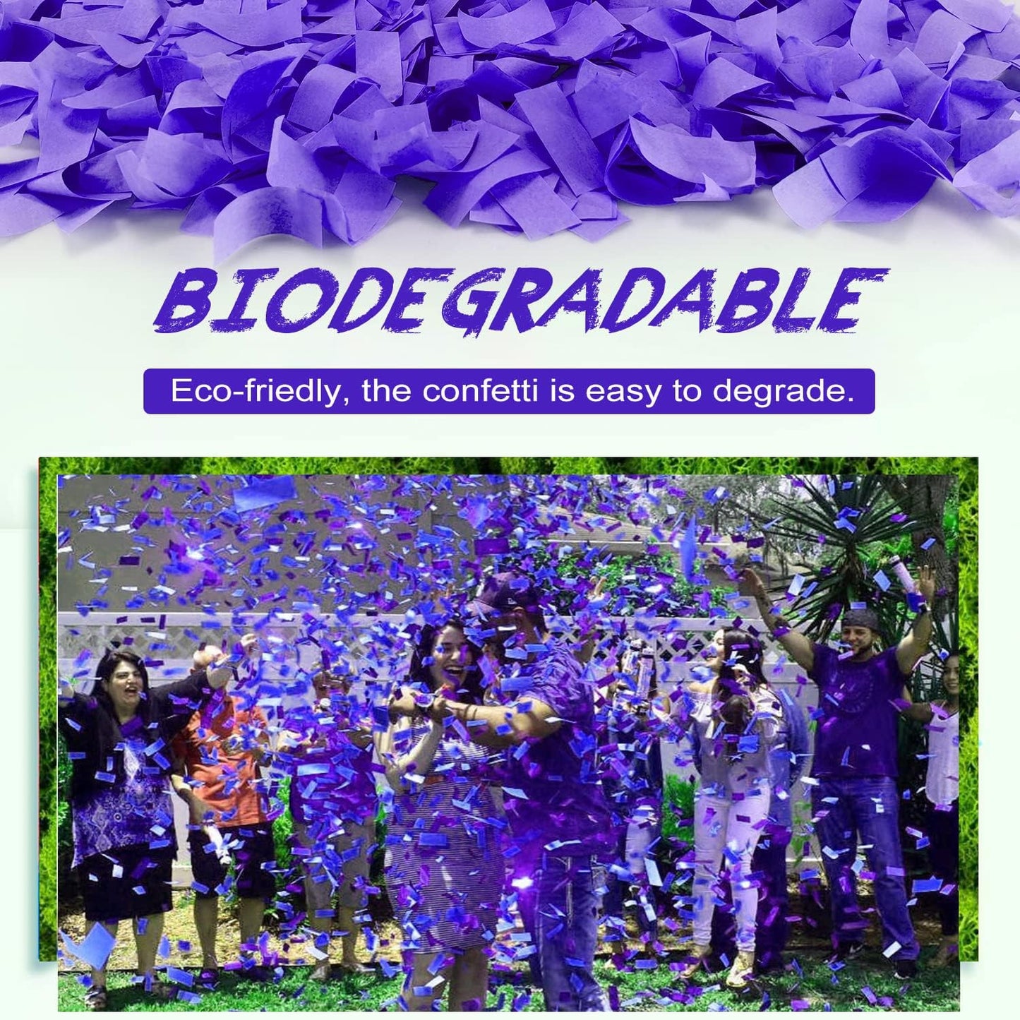 Violet Confetti Poppers, 15 Inch Purple Party Poppers, Air Powered Confetti Gun for Birthday, Wedding, Graduate Celebrations