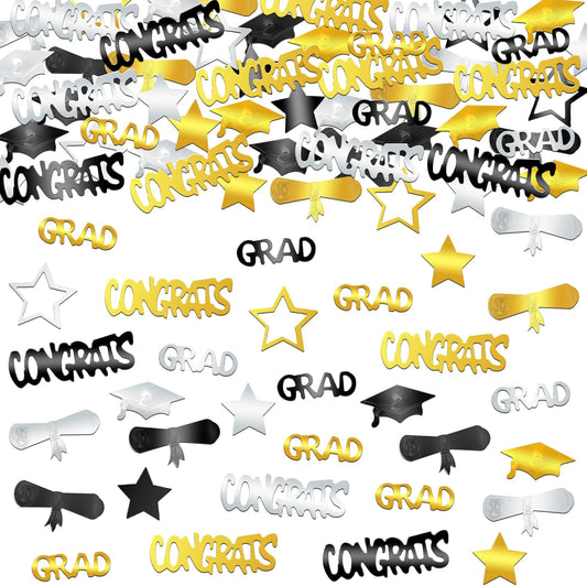 KatchOn, Congrats Grad Graduation Confetti 2025 - Pack of 1000 | Black and Gold Grad Decorations Class of 2025 | Grad Confetti Class of 2025 for Black and Gold Graduation Decorations 2025