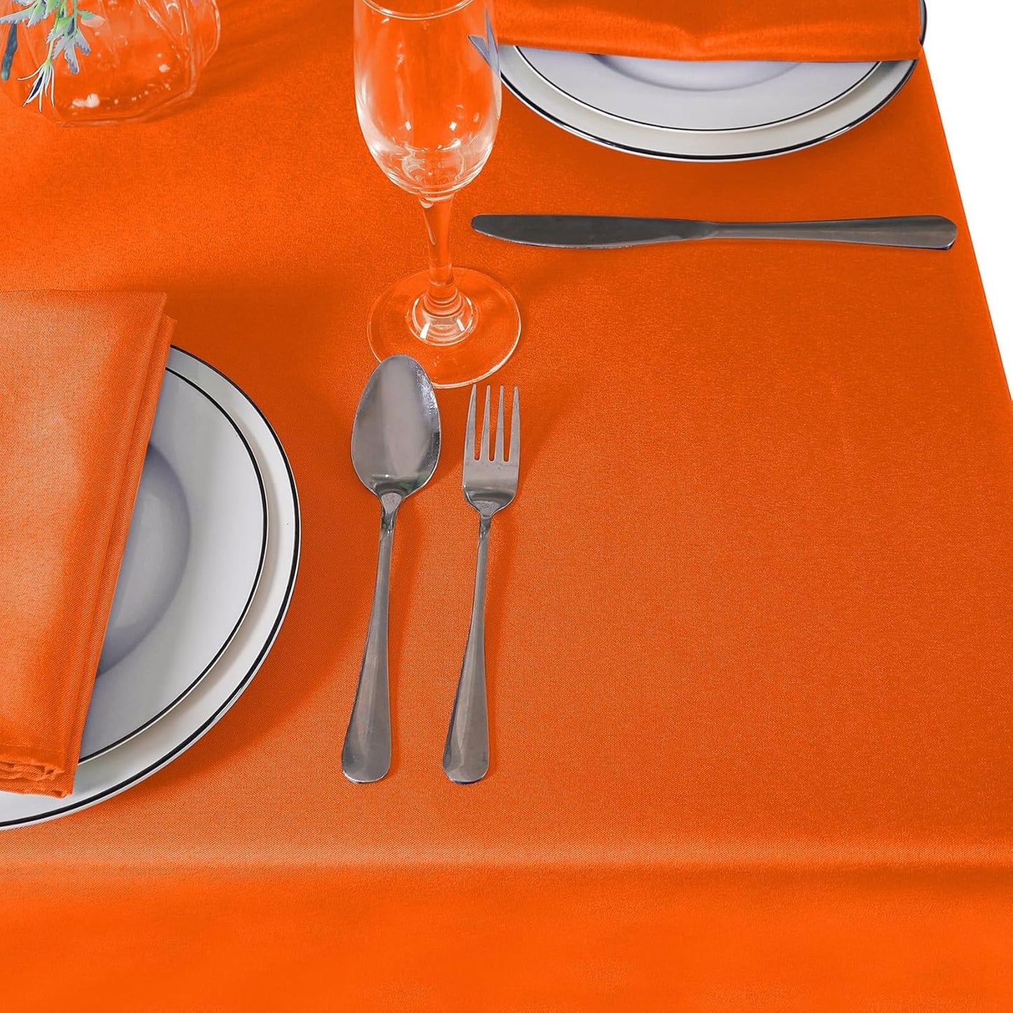 108 inch Round Tablecloth Washable Polyester Table Cloth Decorative Table Cover for Wedding Party Dining Banquet（108 inch,Orange）