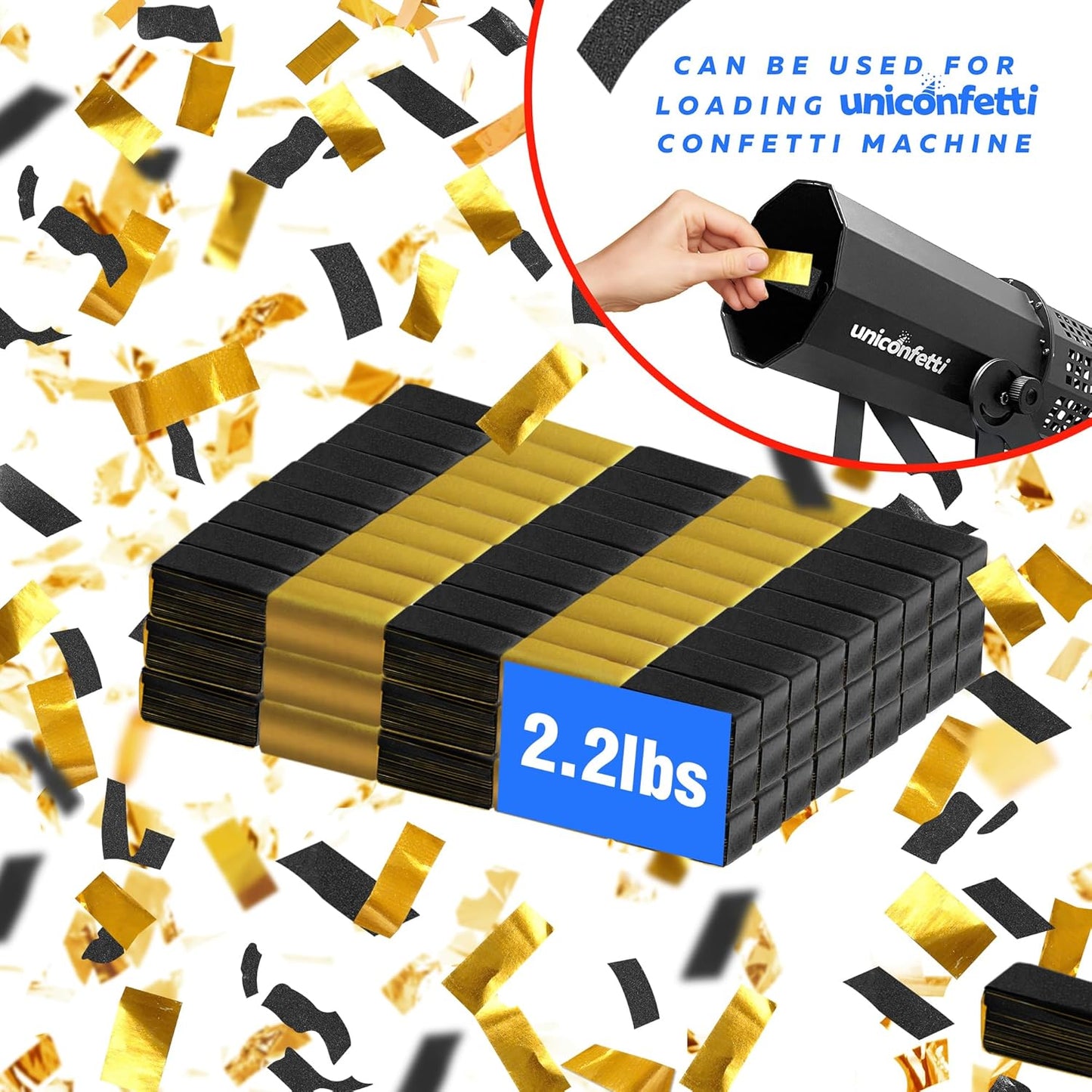 BLACK & GOLD Confetti Paper - BULK 2.2lbs | 1kg, Biodegradable Tissue Paper, Rainbow Light Weight, Non-Staining Paper, for Events, Crafts, Decorations