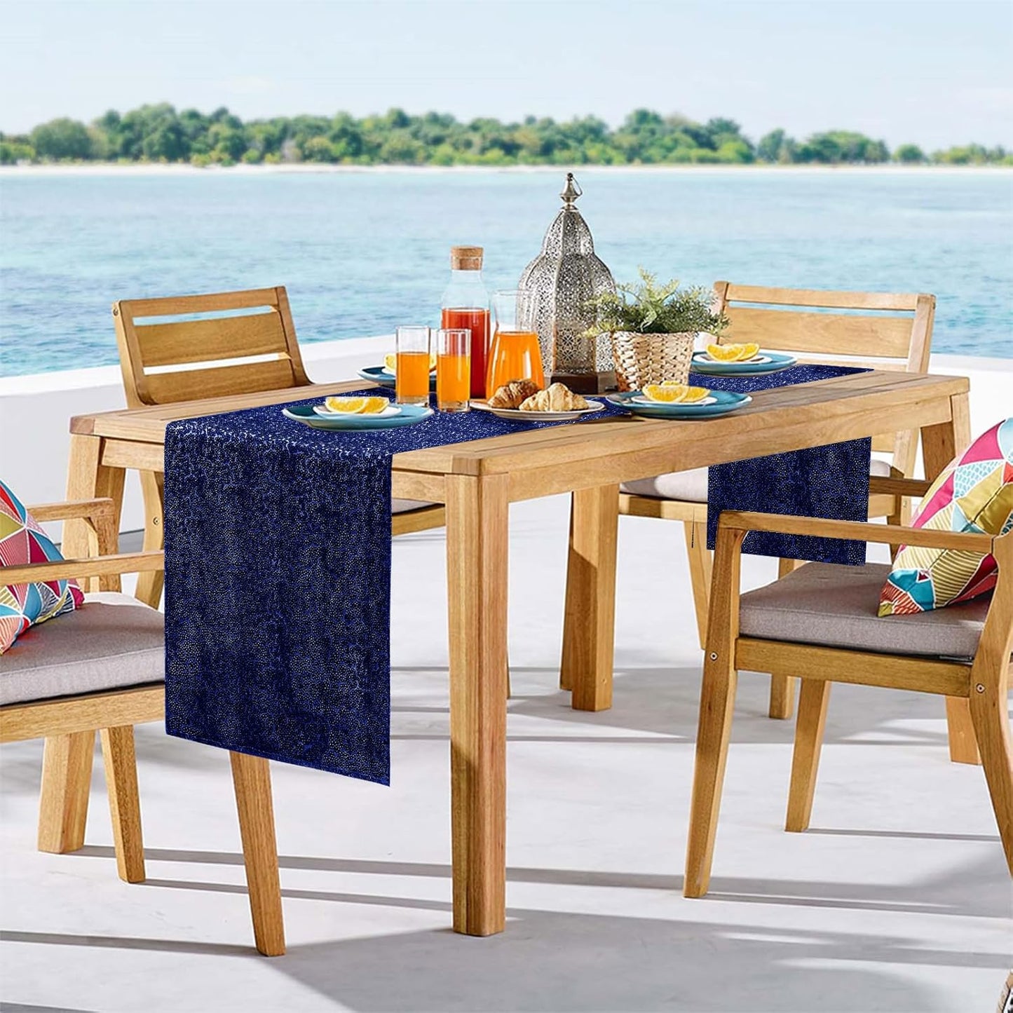 10 Packs 12 x 72 inches Sequin Table Runner, Navy Blue Glitter Table Runner for Birthday Party Supplies Wedding Engagement Baby Shower Holiday Celebration Event Decorations