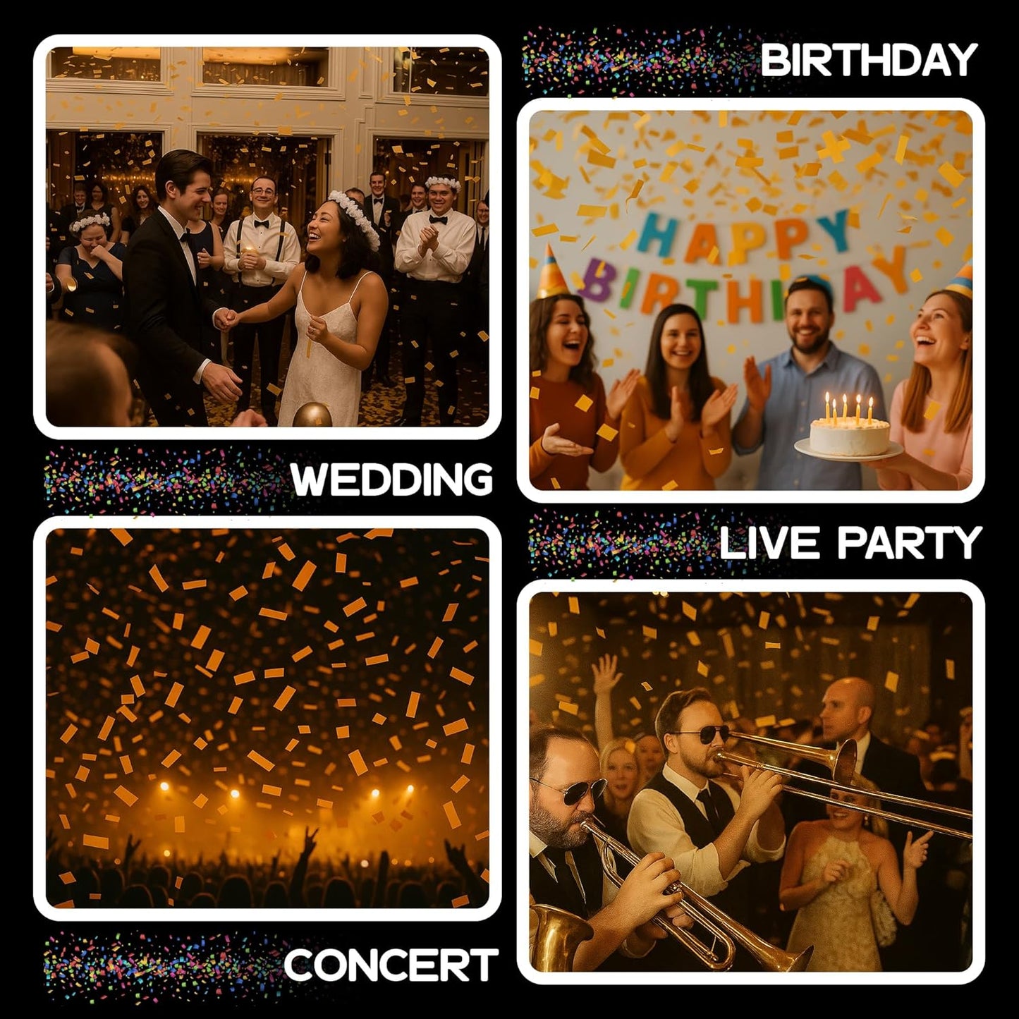 Ultimate Confetti, Orange Tissue Paper Confetti - Rectangular Fluttering Biodegradable Confetti for Cannon and Launcher use – Best for Wedding, Parties, Concerts and Live Events - 1 lb, 16 oz